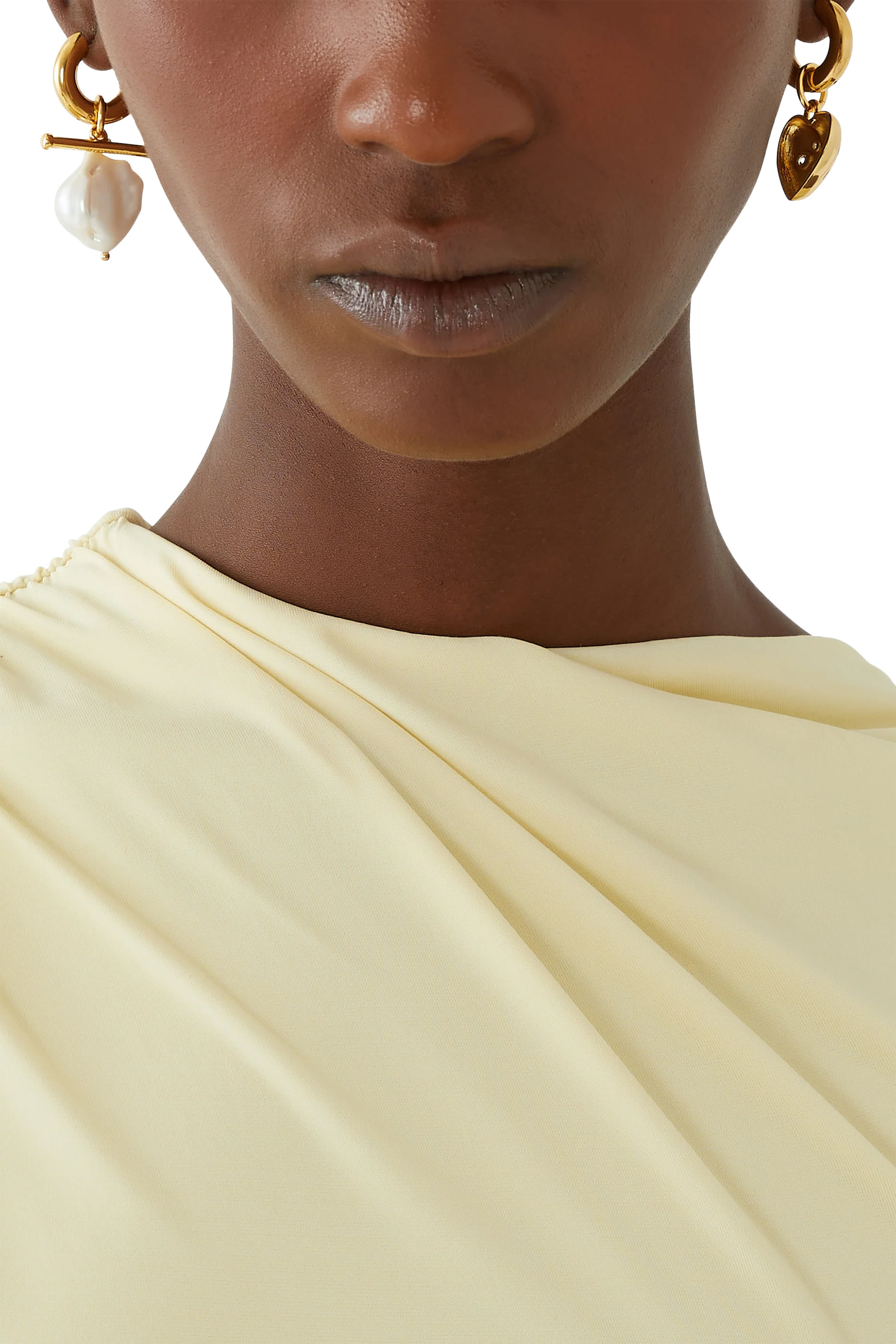 Heart and Pearl Earrings, 24k Gold Plated Brass, Freshwater Pearls & Crystals