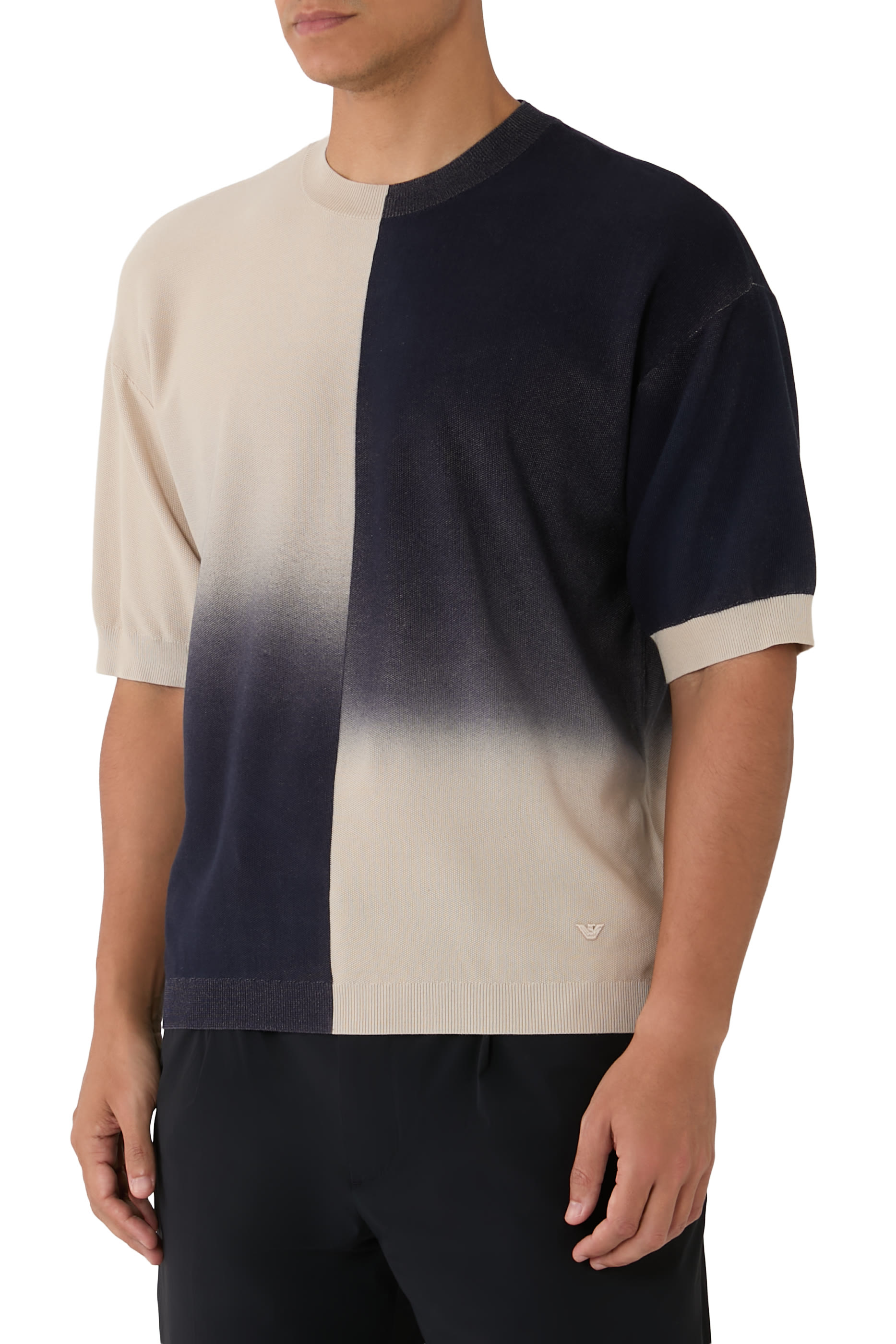 Colour-block Gradient Cotton T-Shirt