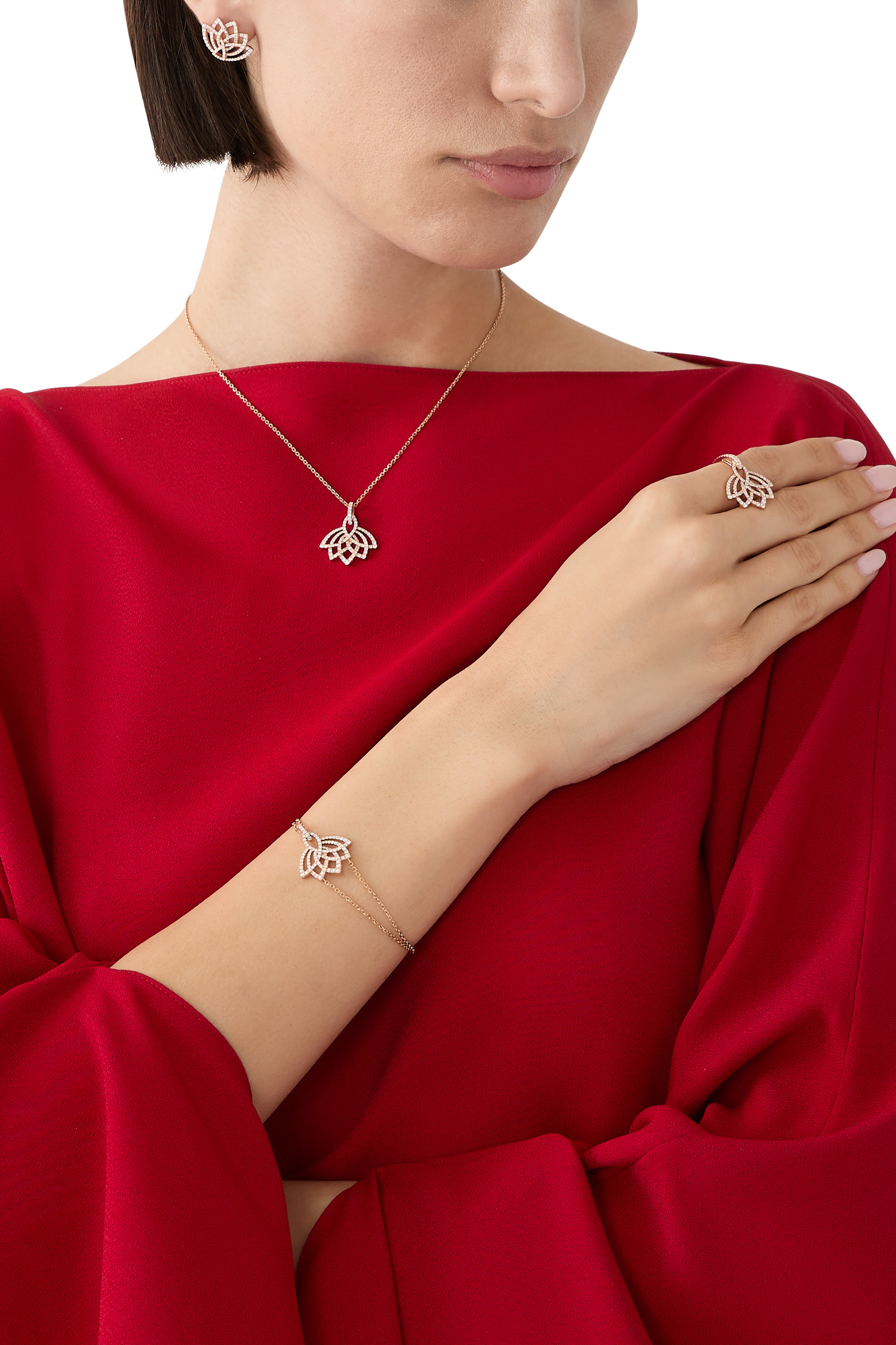 Lotus Blossom Ring, 18K Rose Gold & Diamonds