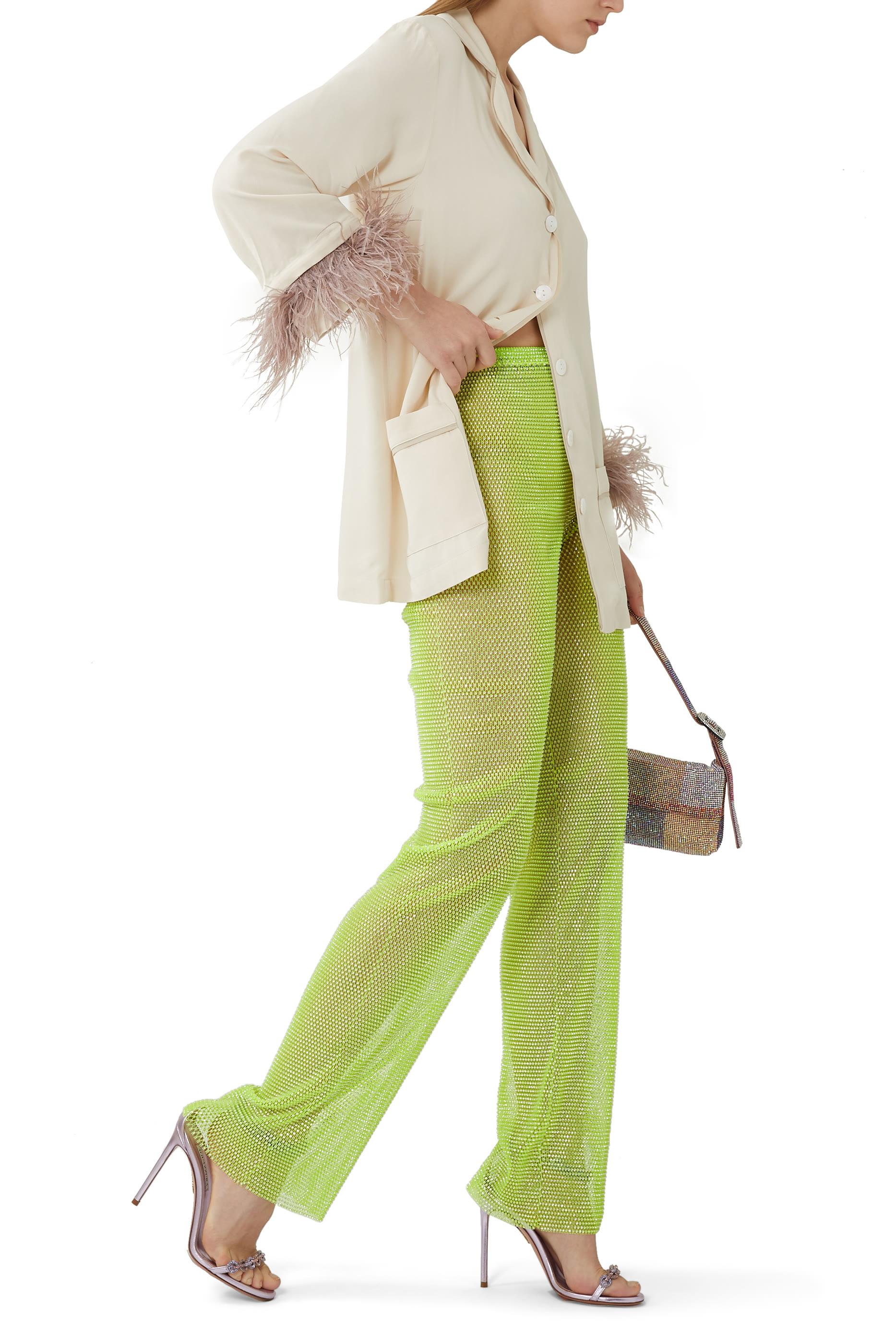 Rhinestone Mesh Pants