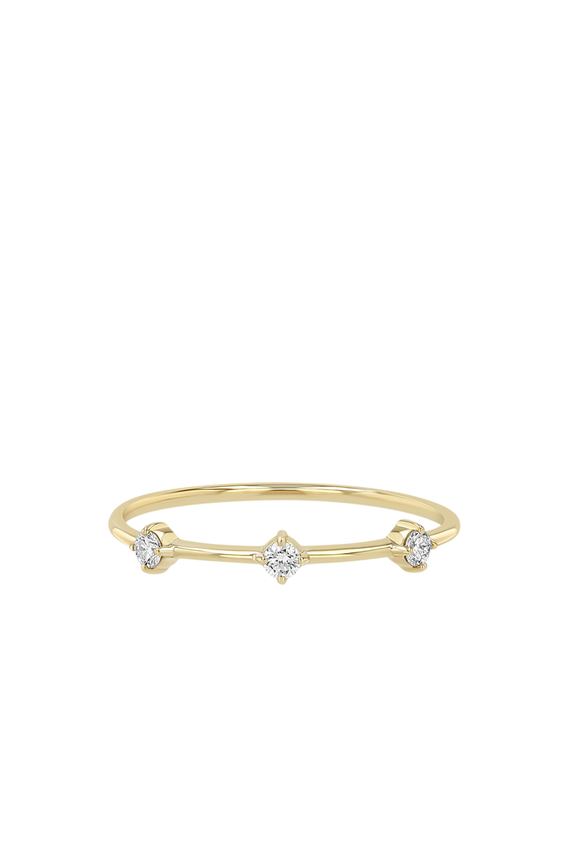 Four Prong Ring, 14K Gold & Diamonds