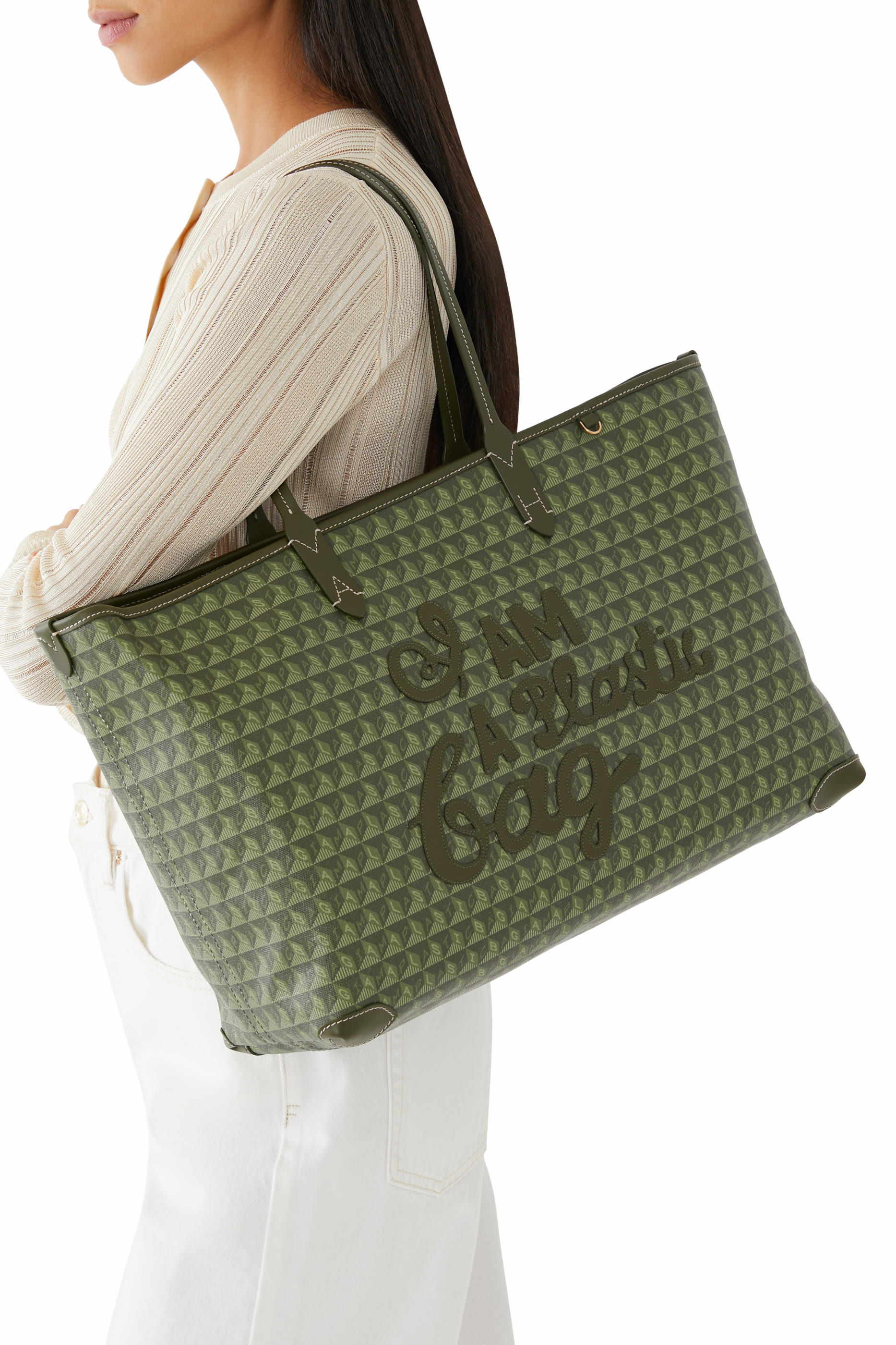 I Am a Plastic Bag Zipped Motif Tote Bag