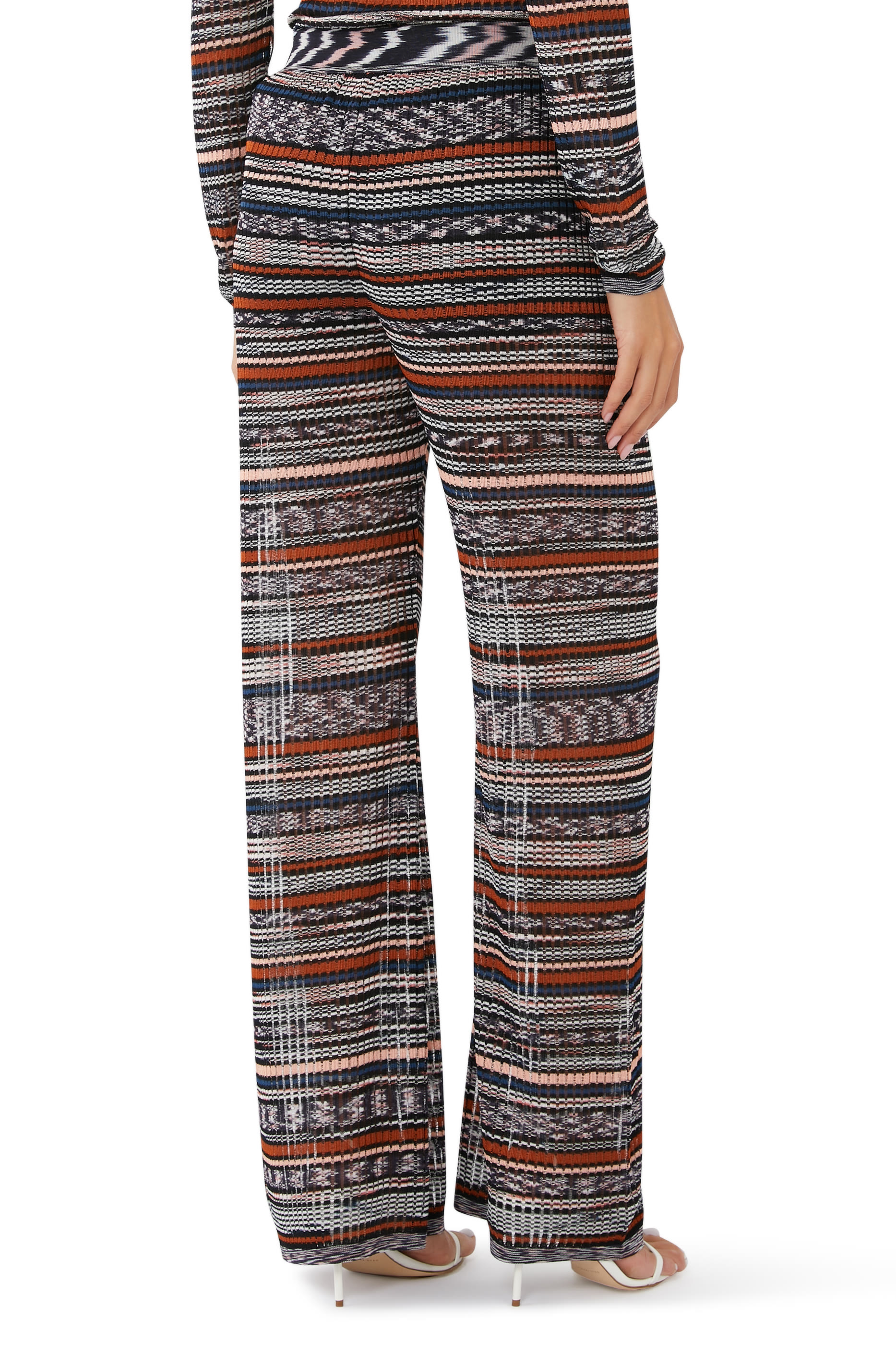 Space Rib Knit Flare Pants