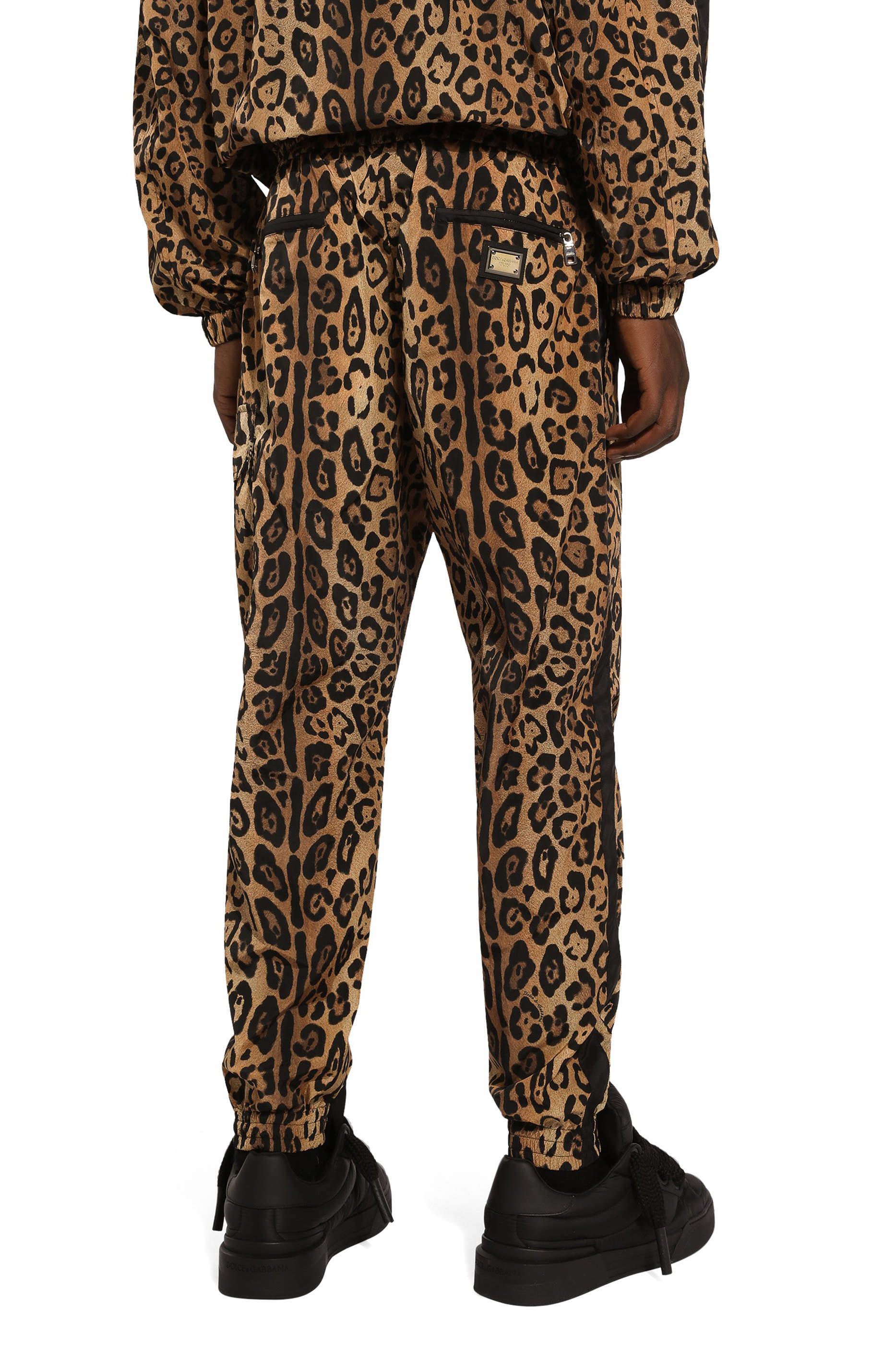Jogging Pants with Leopard-Print Crespo and Tag