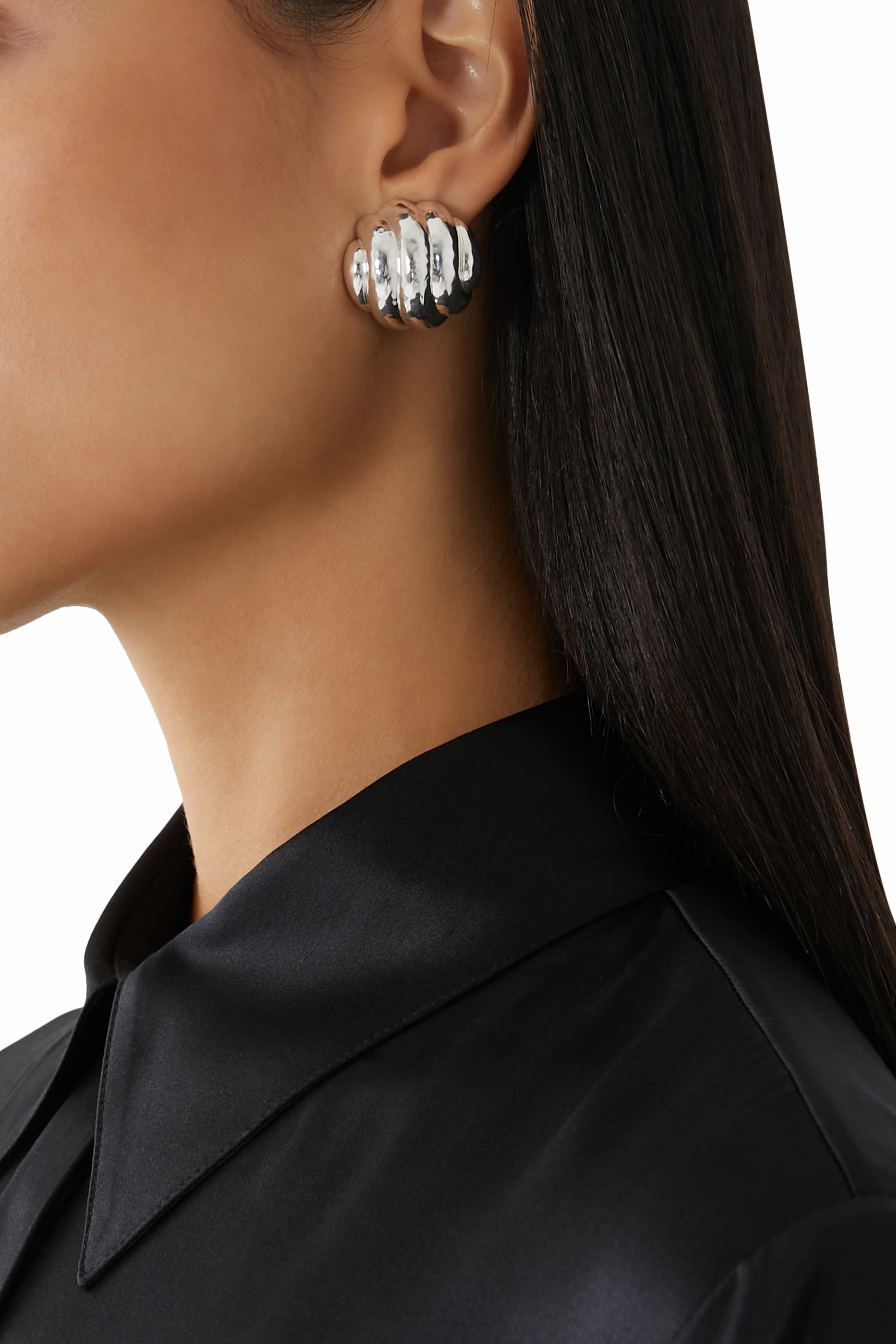 Ripple Earrings, Silver Plated Brass