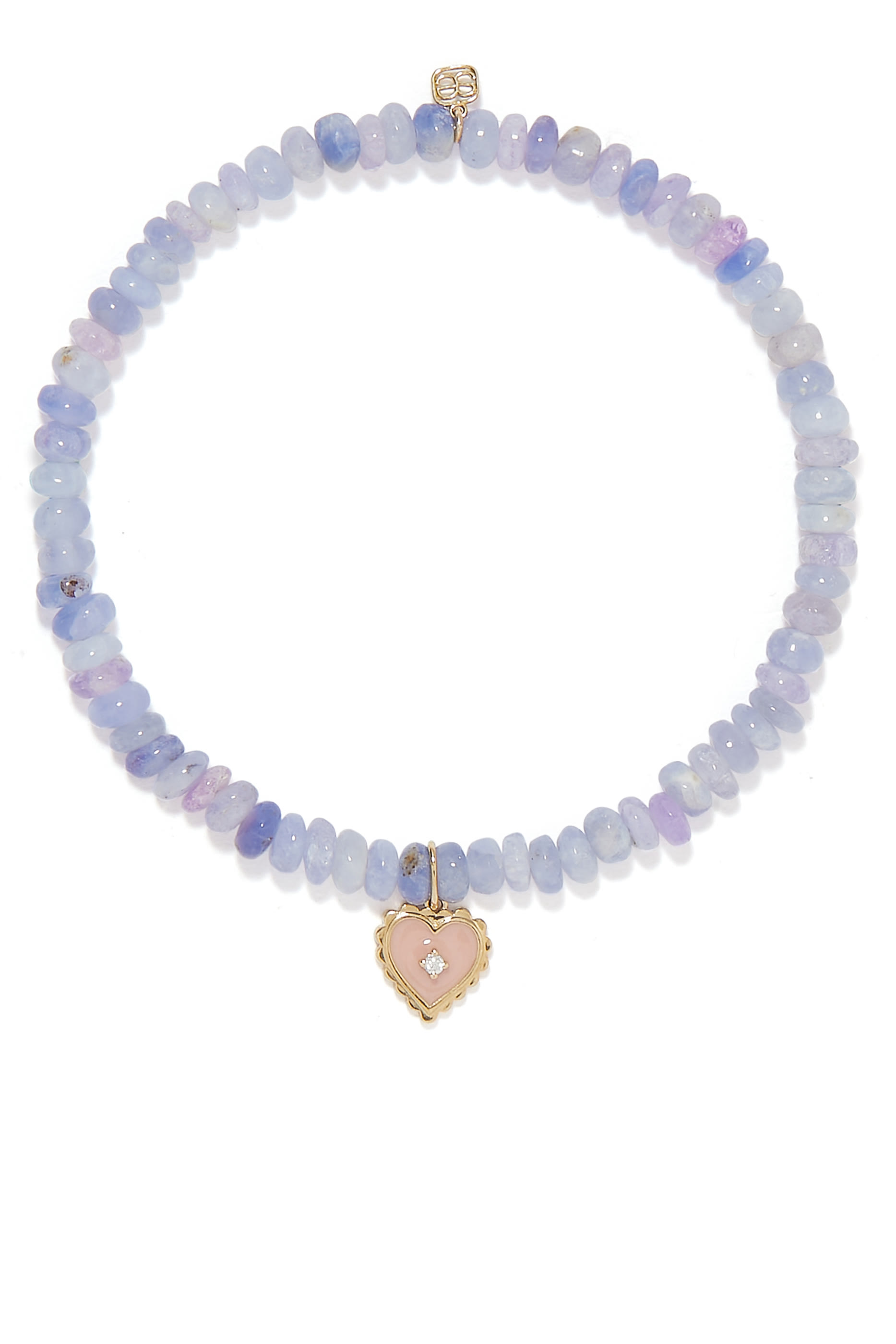 Heart Charm Bracelet, 14k Yellow Gold with Heckmenite & Diamond