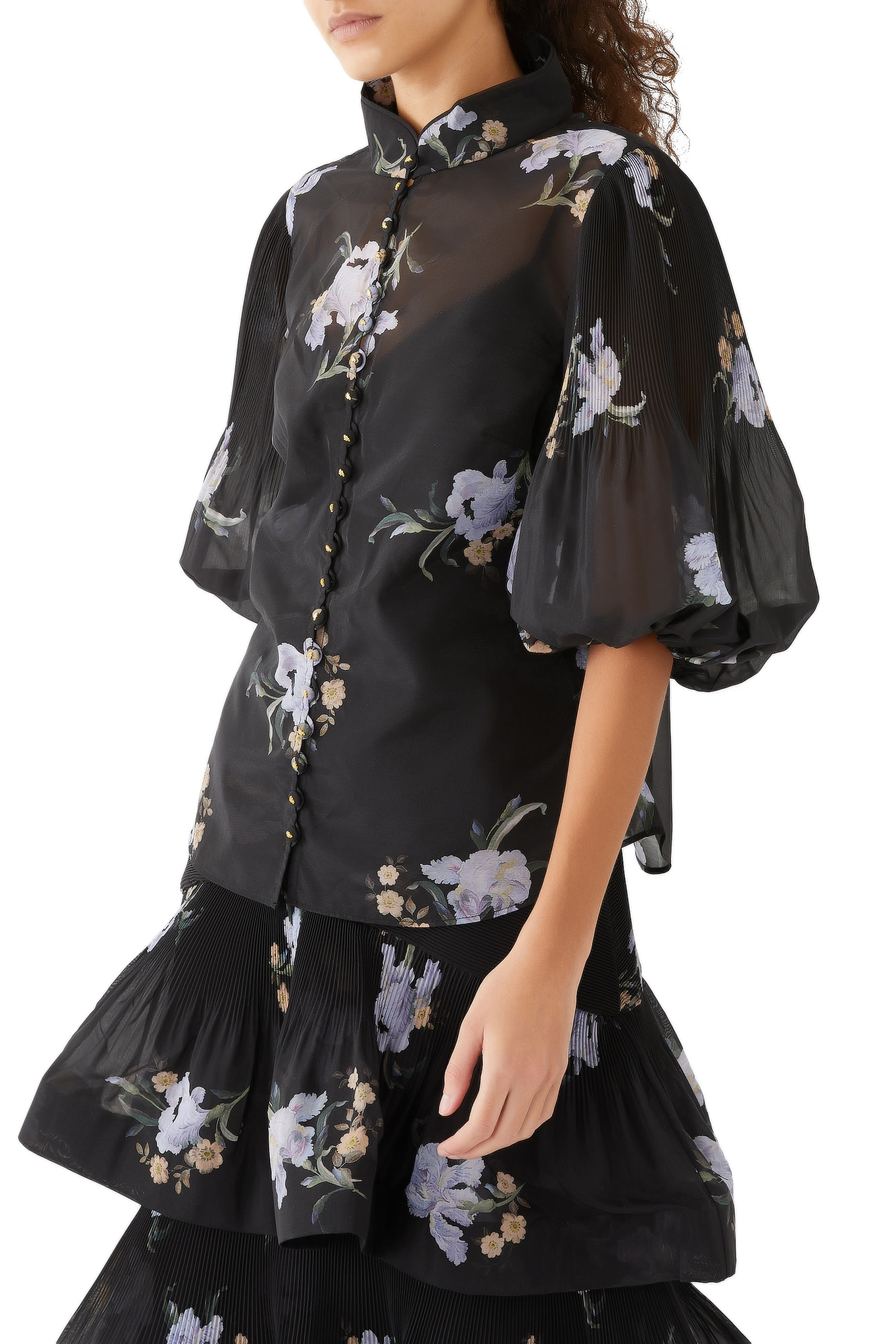 Pleated Buttoned Blouse