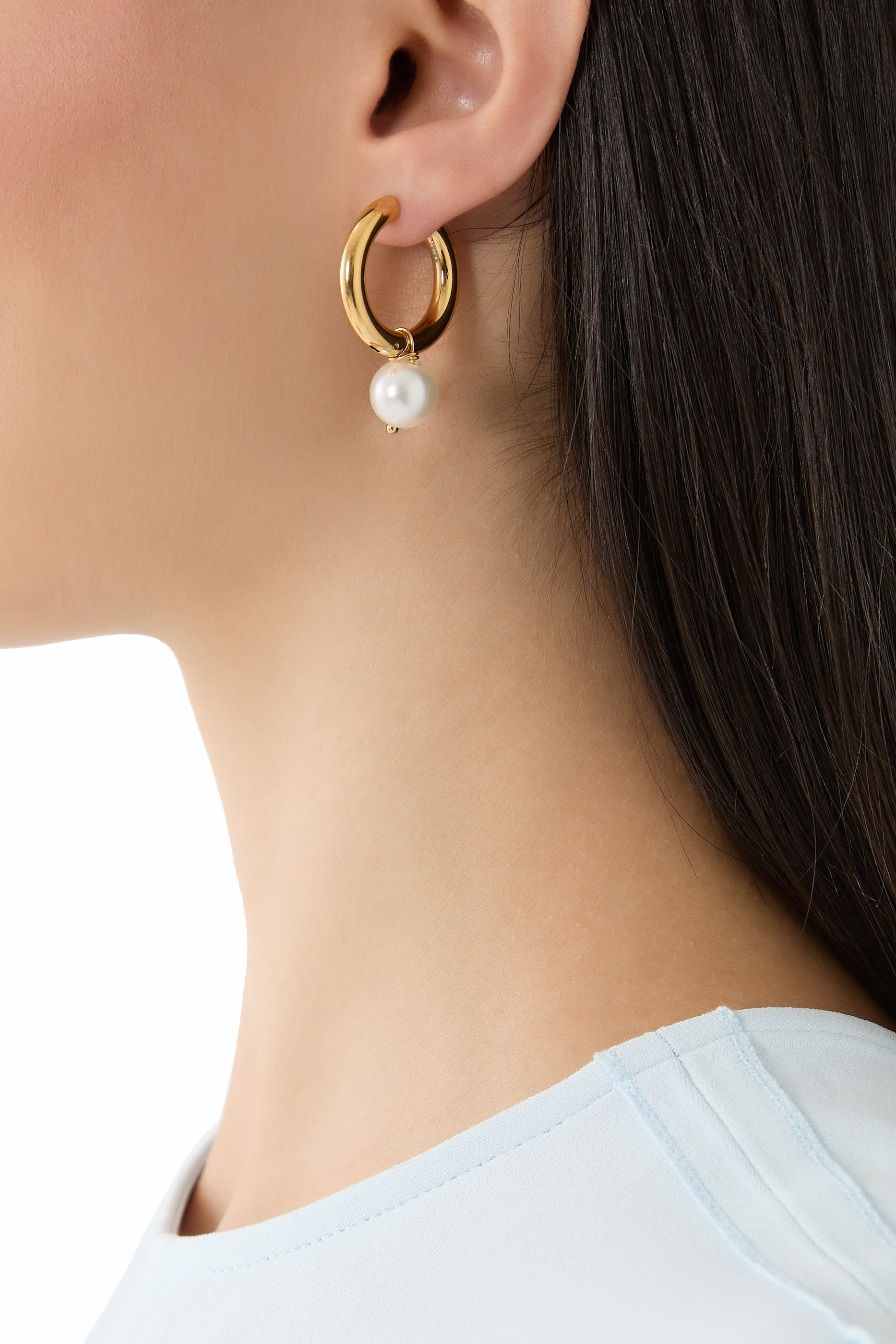 Pearl Earrings, 24K Gold Plated 