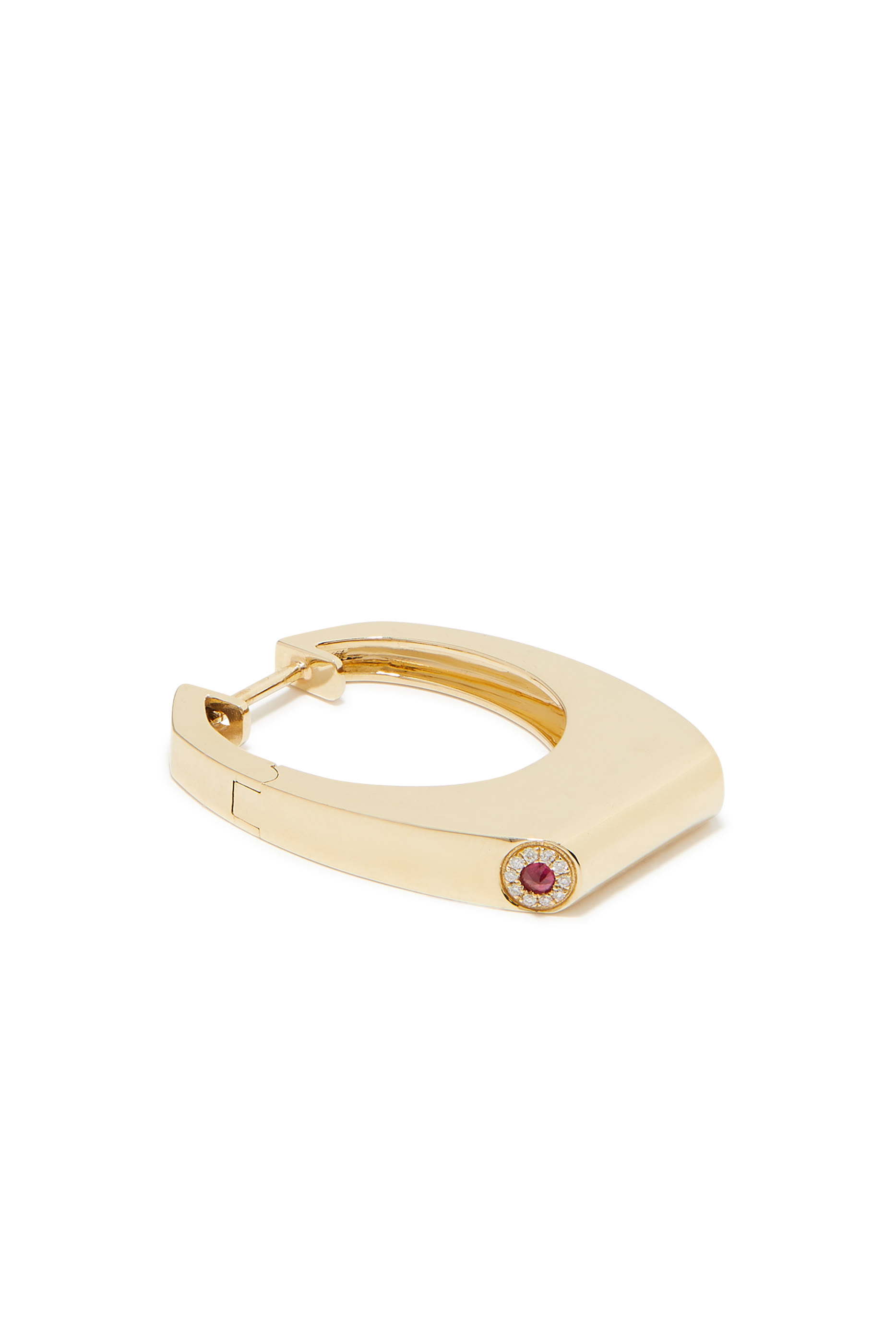Grace Single Earring, 14K Yellow Gold, Ruby & Diamonds