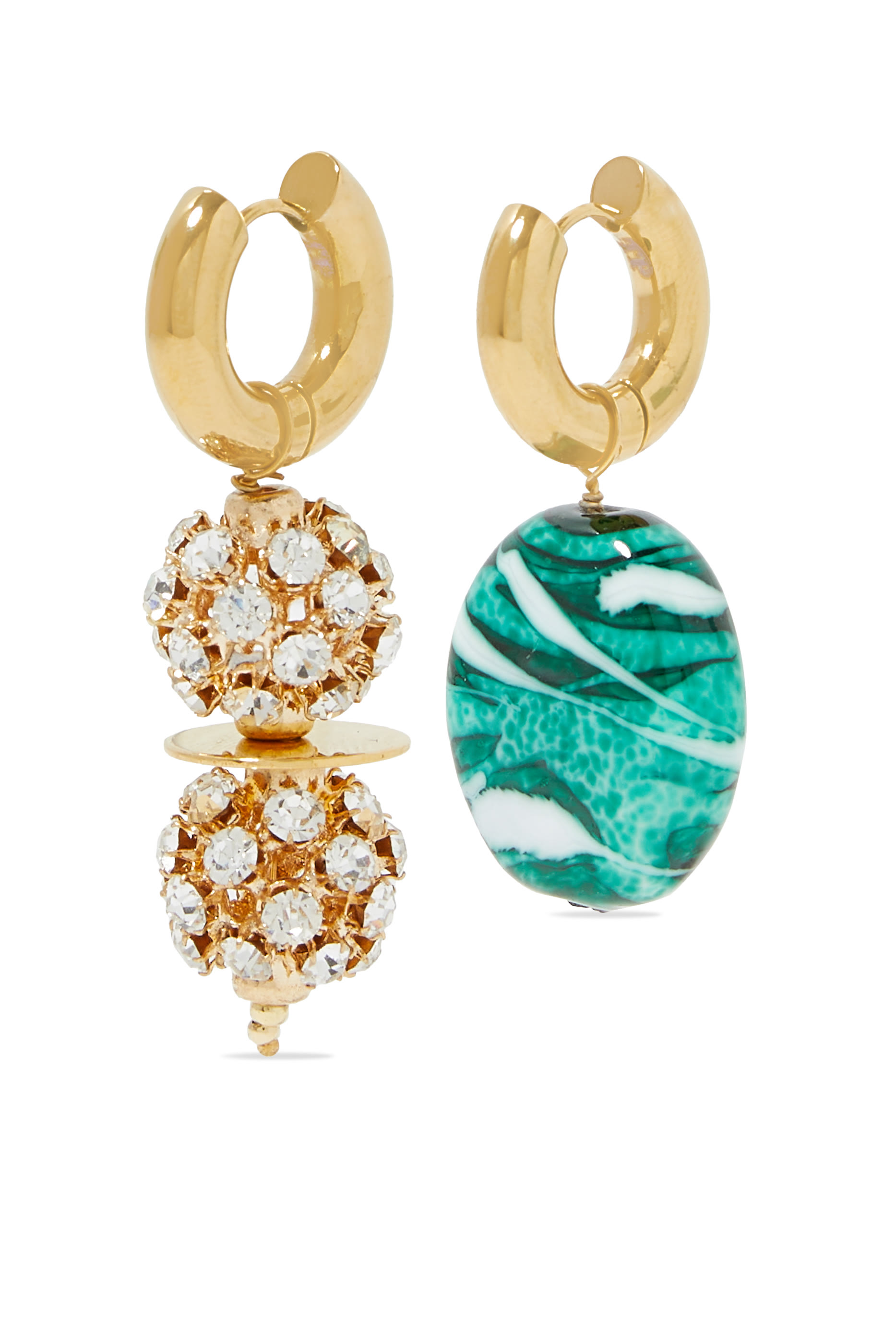 Mix & Match Earrings, 24k Gold-Plated Brass & Crystals
