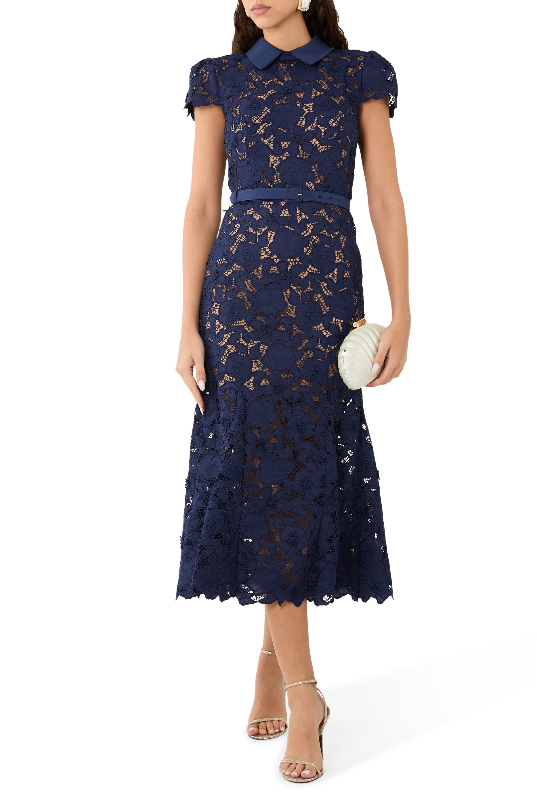 Guipure Lace Midi Dress