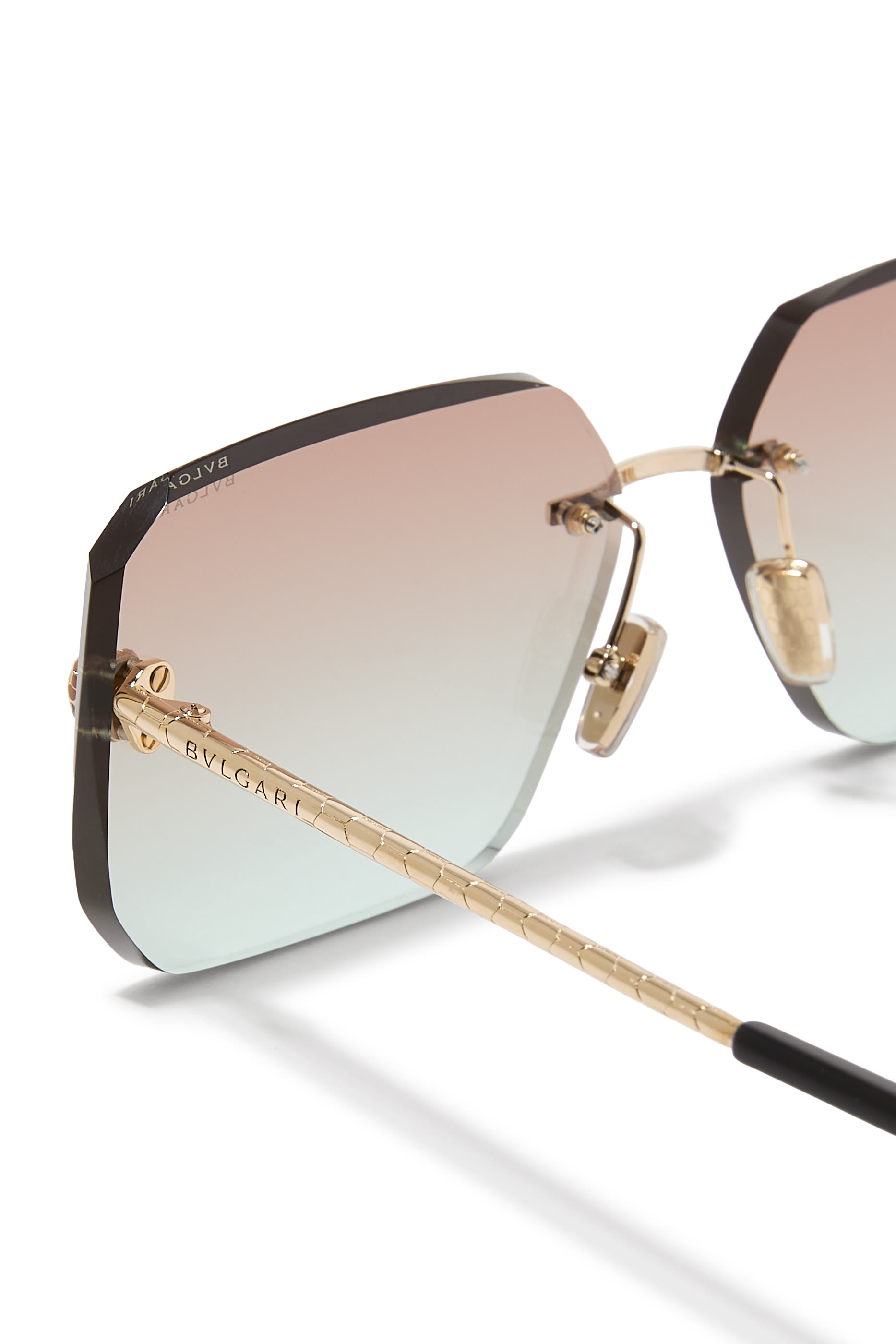 Serpenti Forever Gold Rectangular Sunglasses
