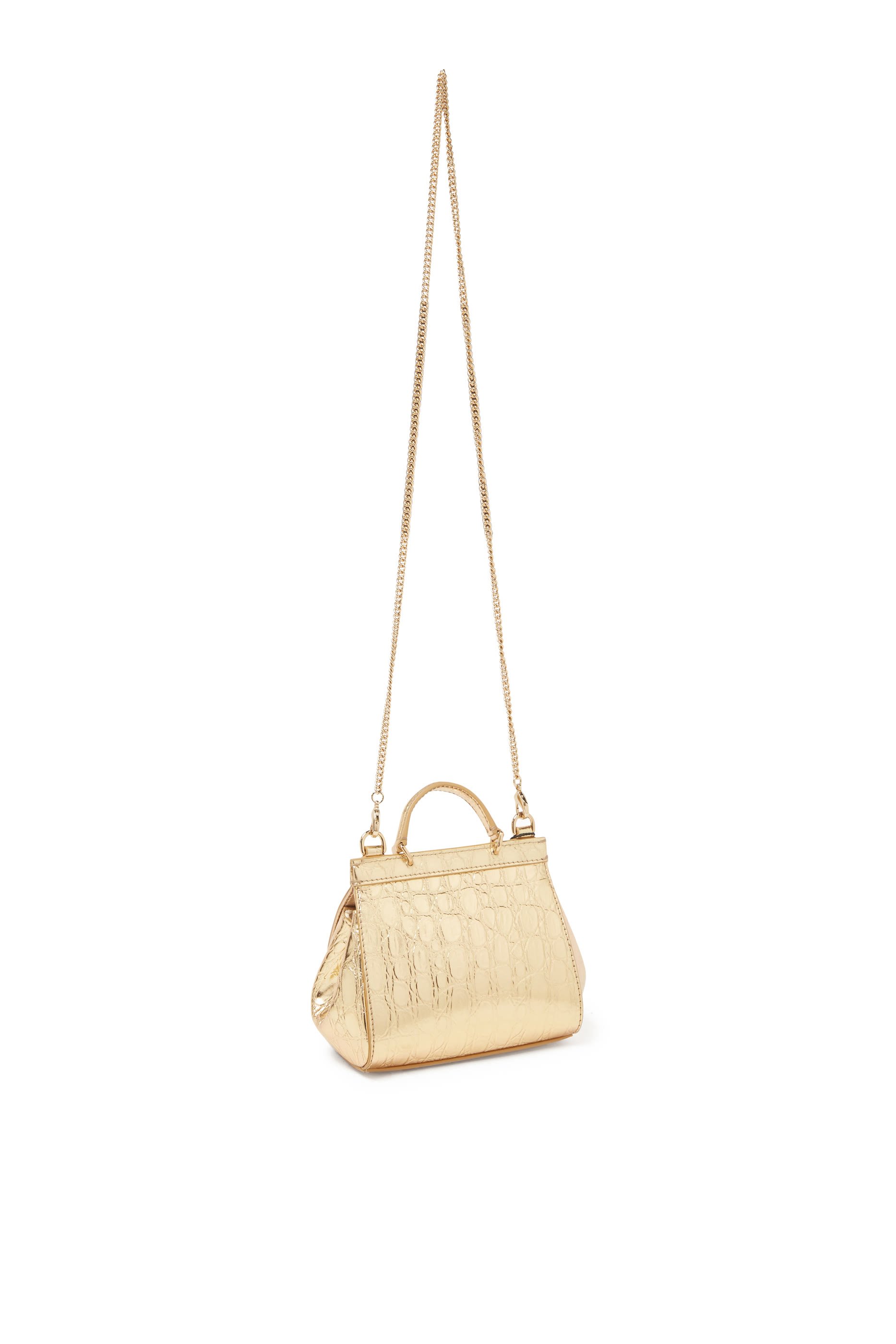 Kids Calfskin Sicily Crossbody Bag with Crocodile Print
