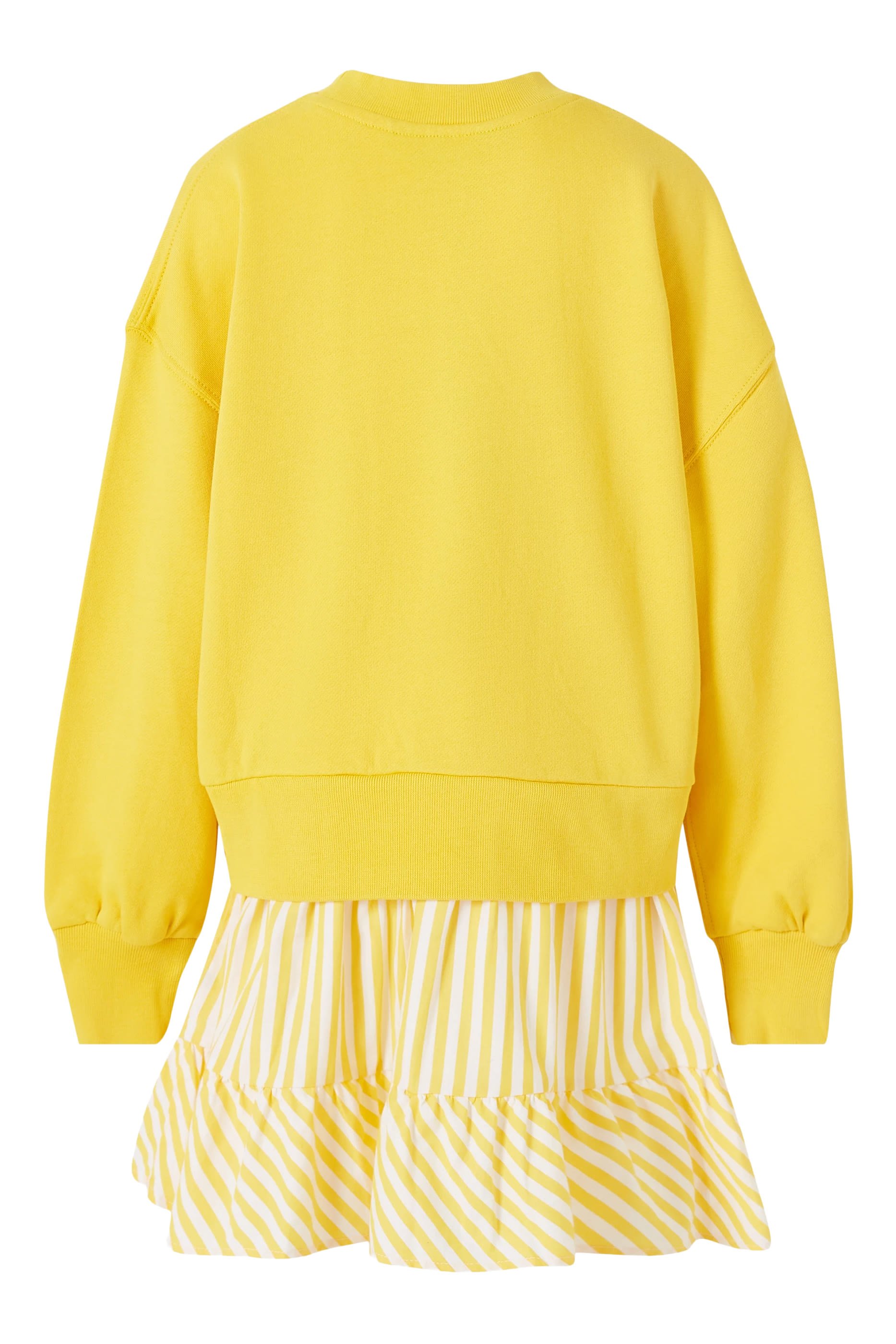 Kids Striped-Skirt Loopback Fleece Dress
