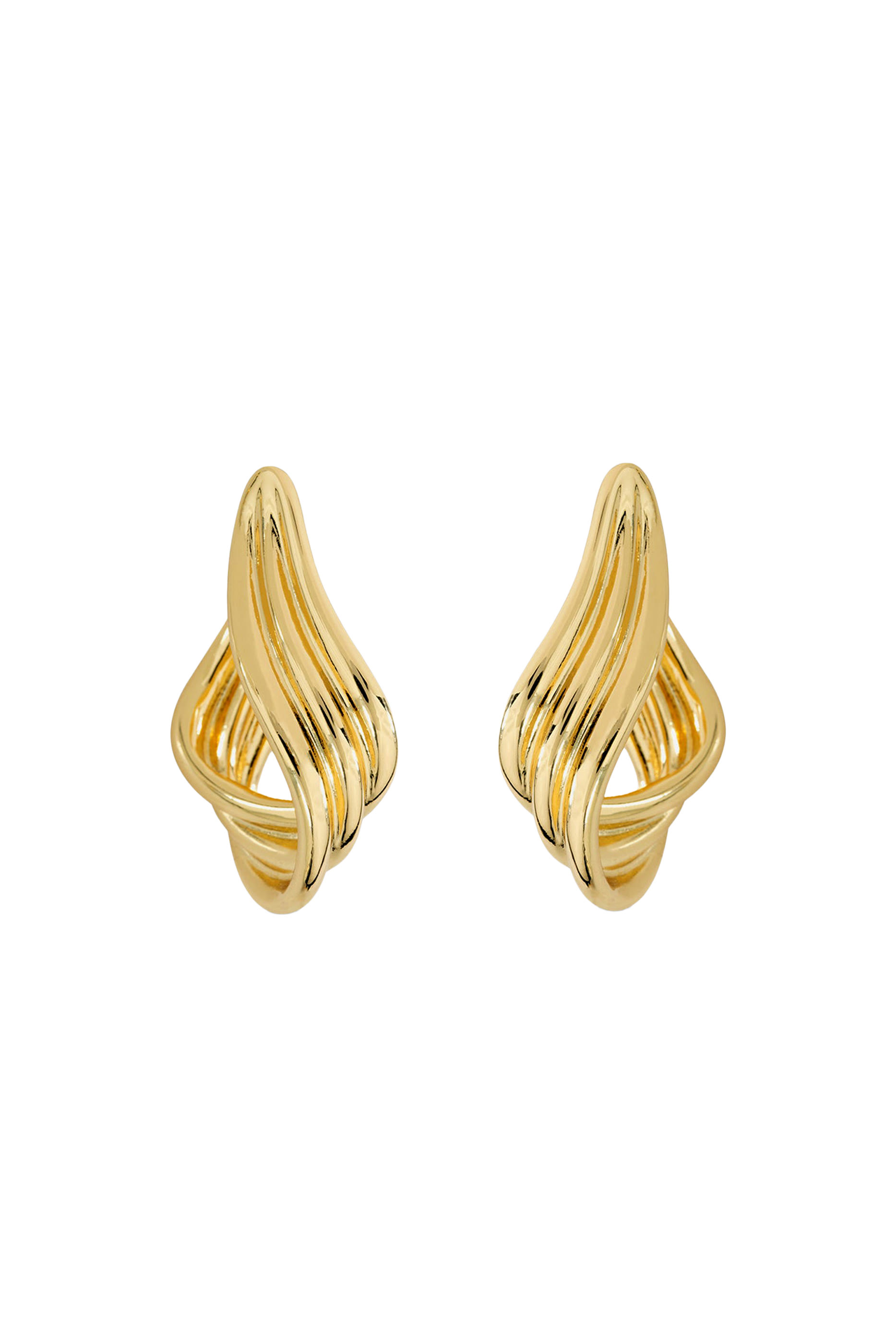 Twisted Elongated Hoop Earrings, Gold-Plated Metal