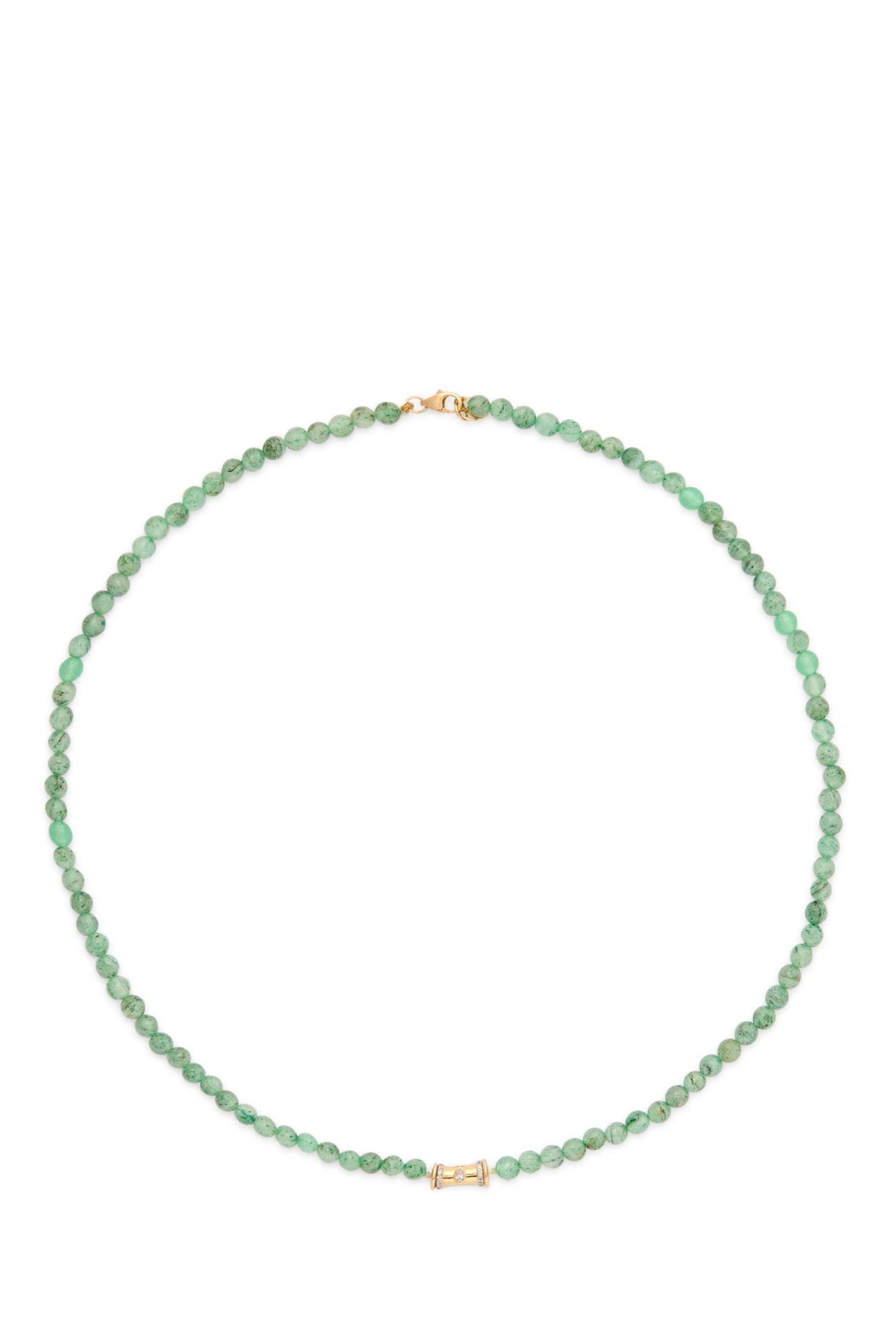 Mini Warrior On Beads Necklace, 18K Yellow Gold & Diamonds