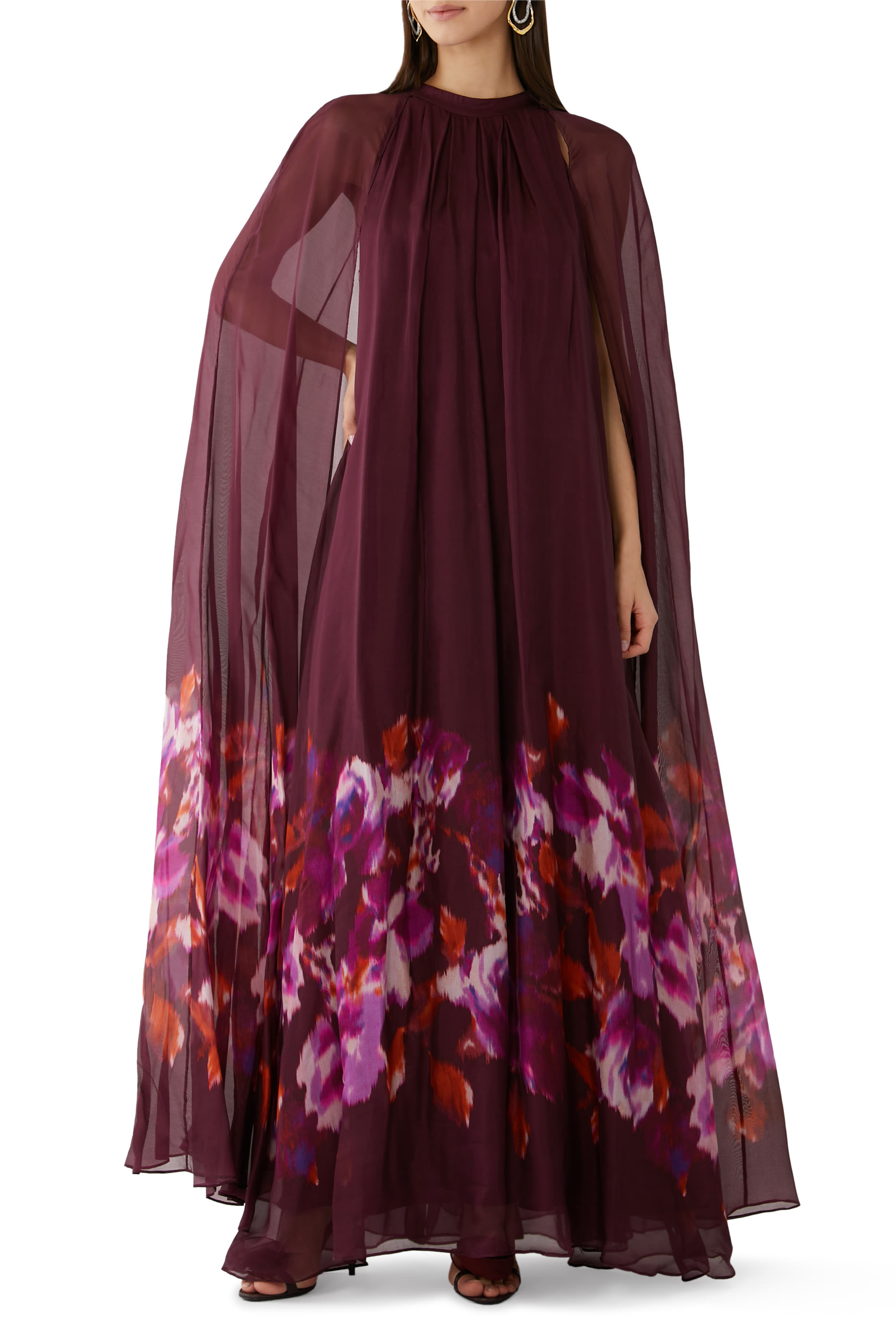 Tiana Gown in Mixed Berry Ikat Border
