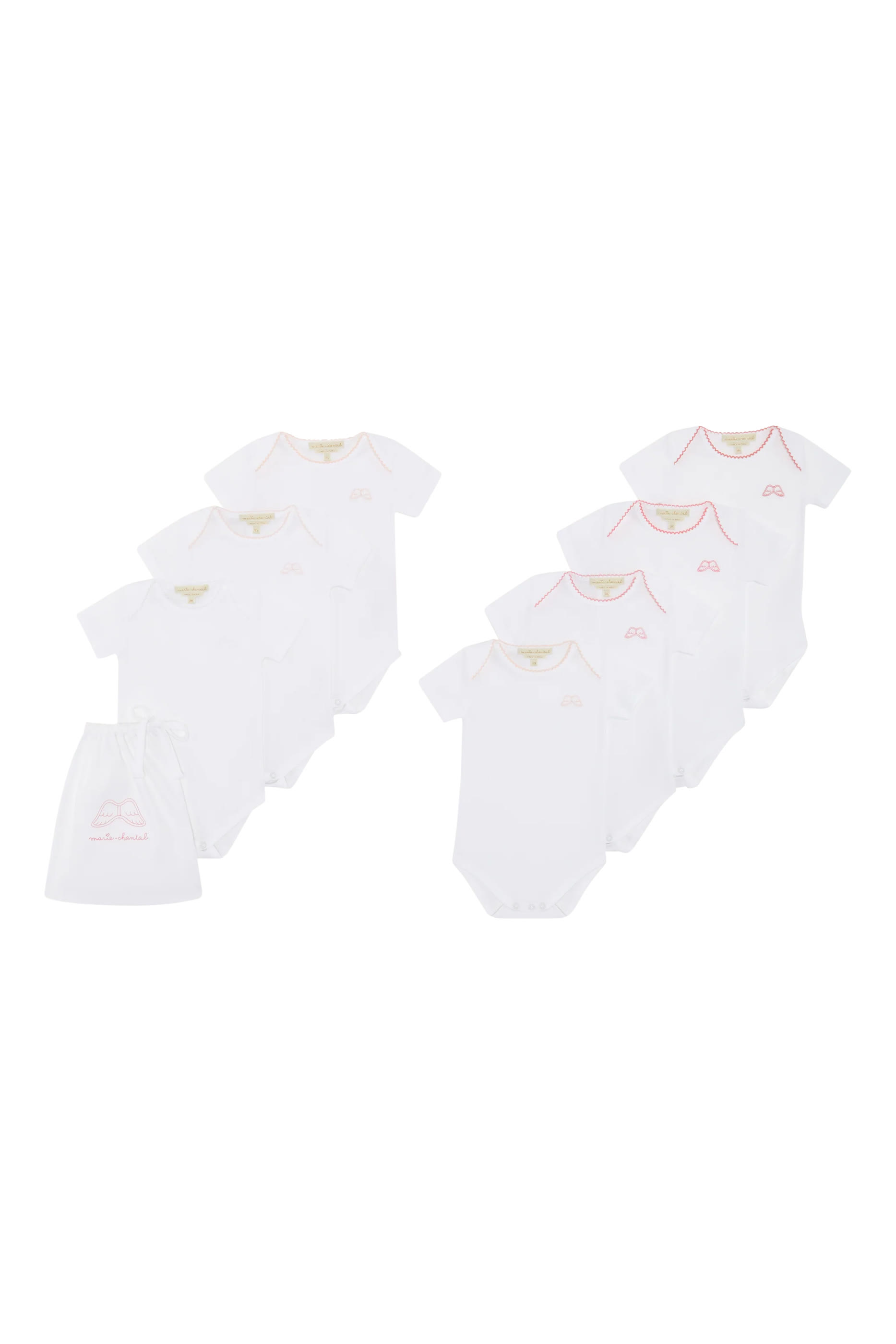 Kids Angel Wing Picot Short Sleeve Onesies Set