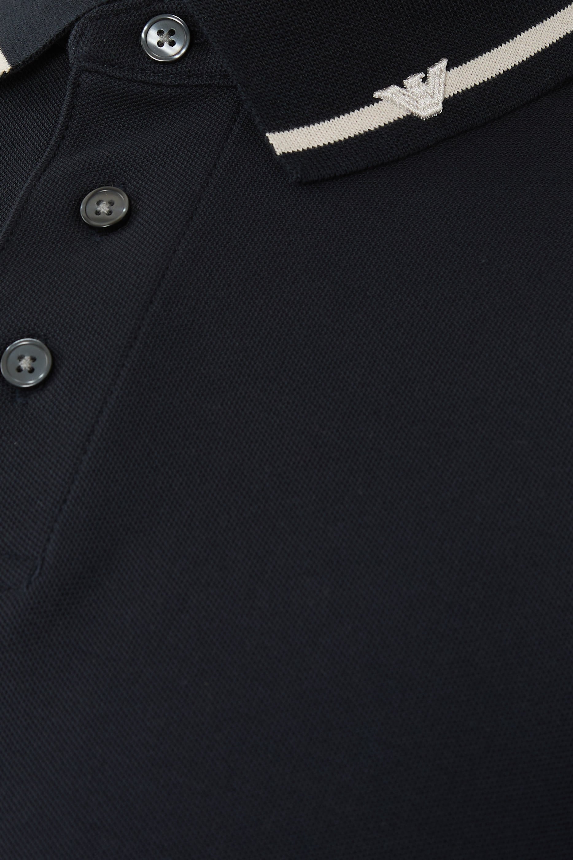 Piqué Polo Shirt with Micro Eagle Embroidery and Trim