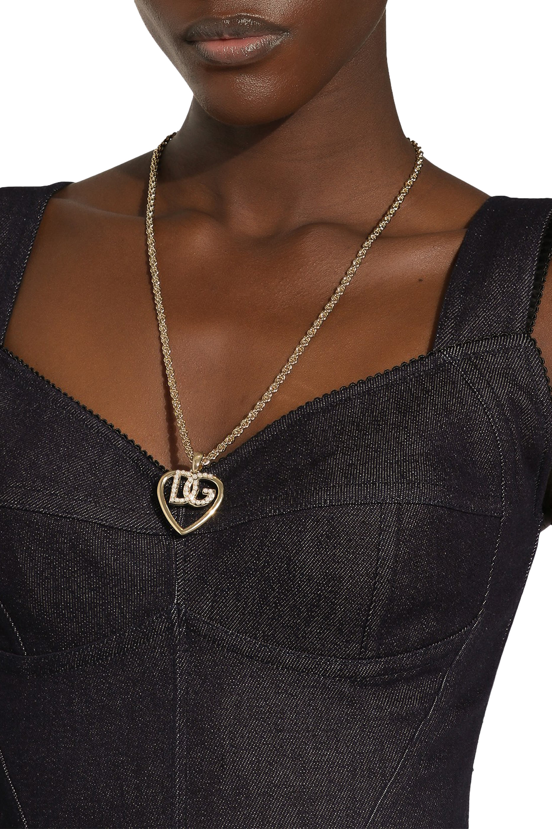 DG Logo & Heart Pendant Necklace