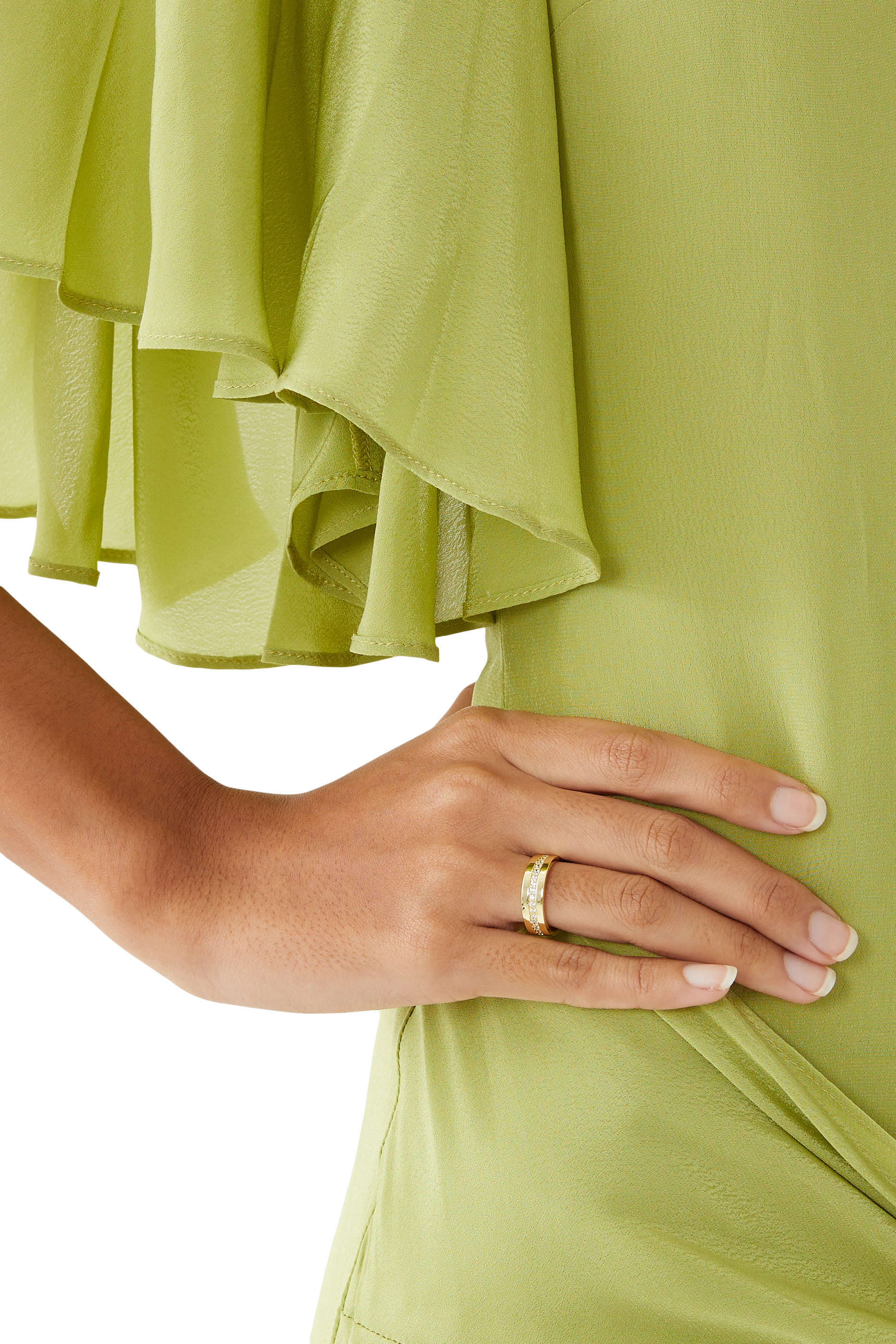 Stripe Ring, Gold-Plated Brass, Diamond & Cubic Zirconia