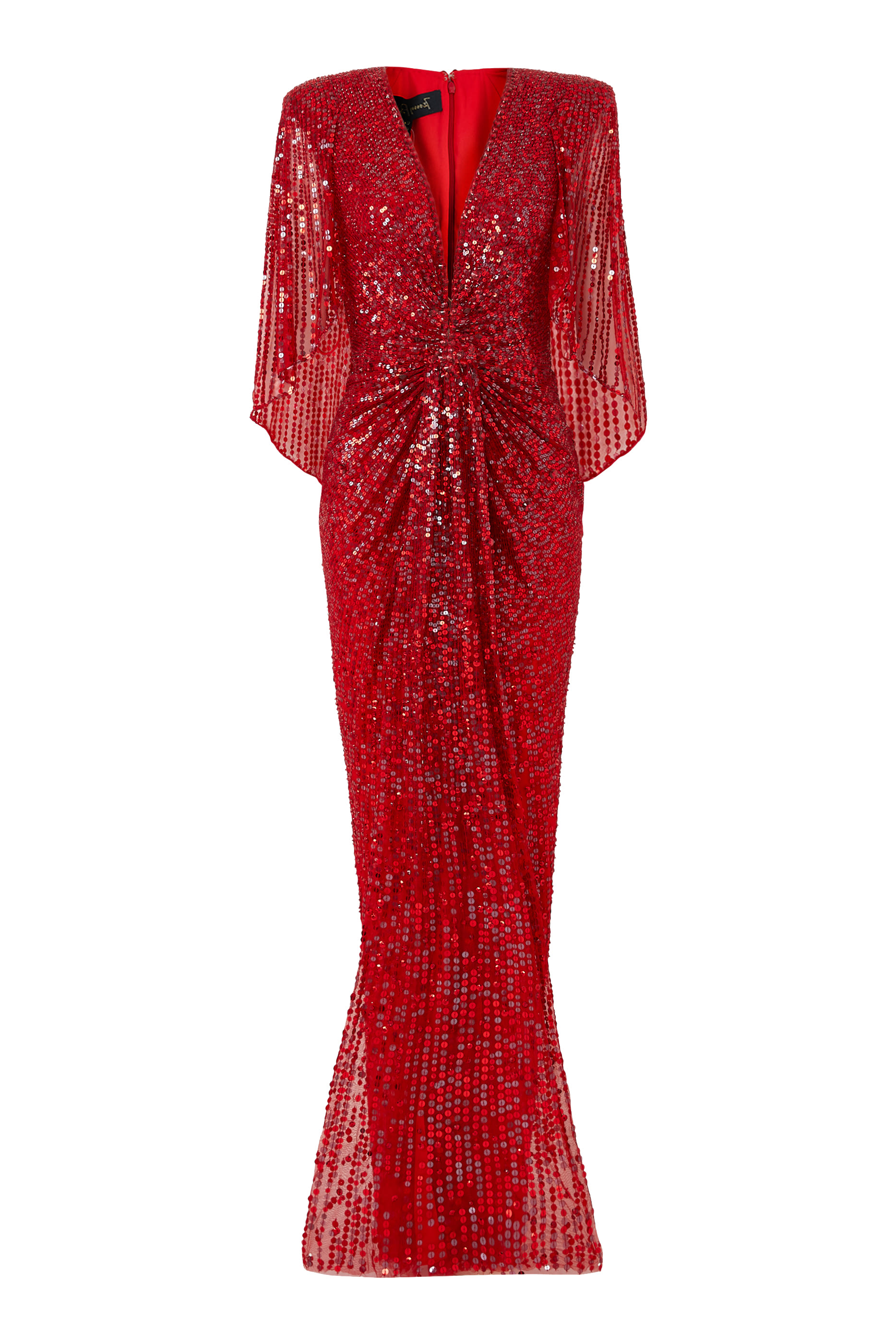 Loire V Neck Cape Sleeve Embellished Gown