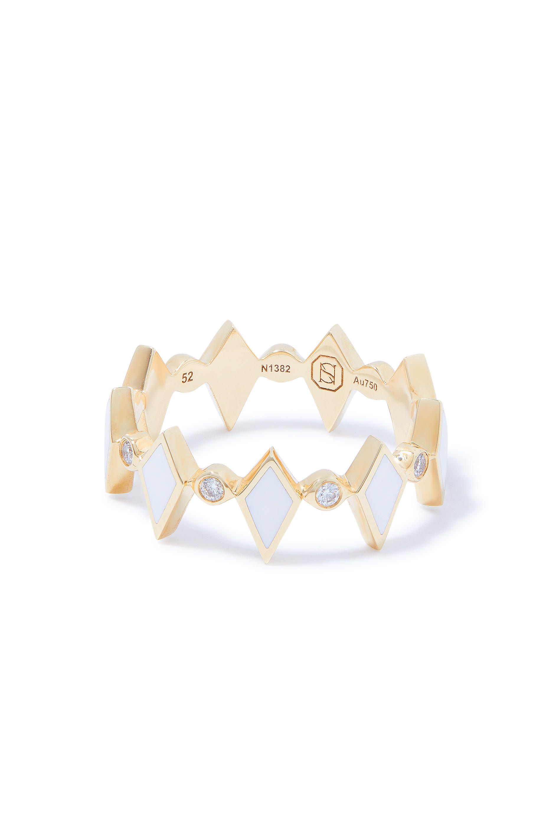 Mosaic White Enamel Ring