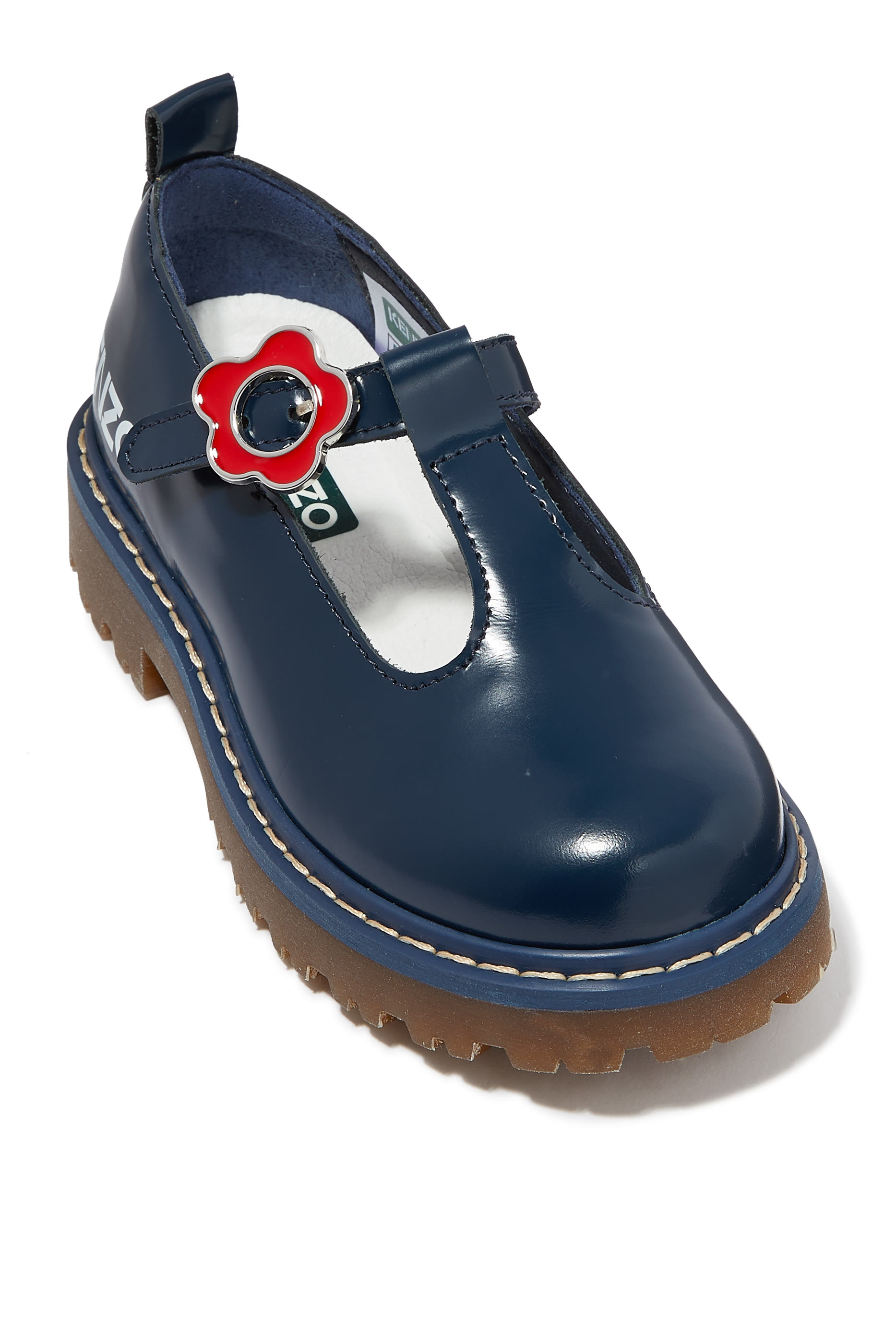 Kids Logo Print Leather Ballerina Shoes