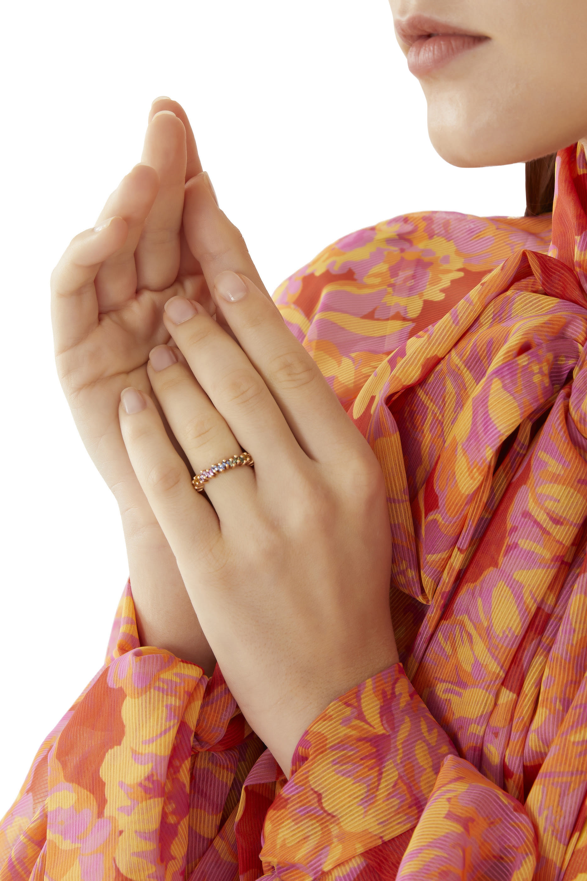 Princess Pastel Eternity Band, 18K Rose Gold & Sapphire