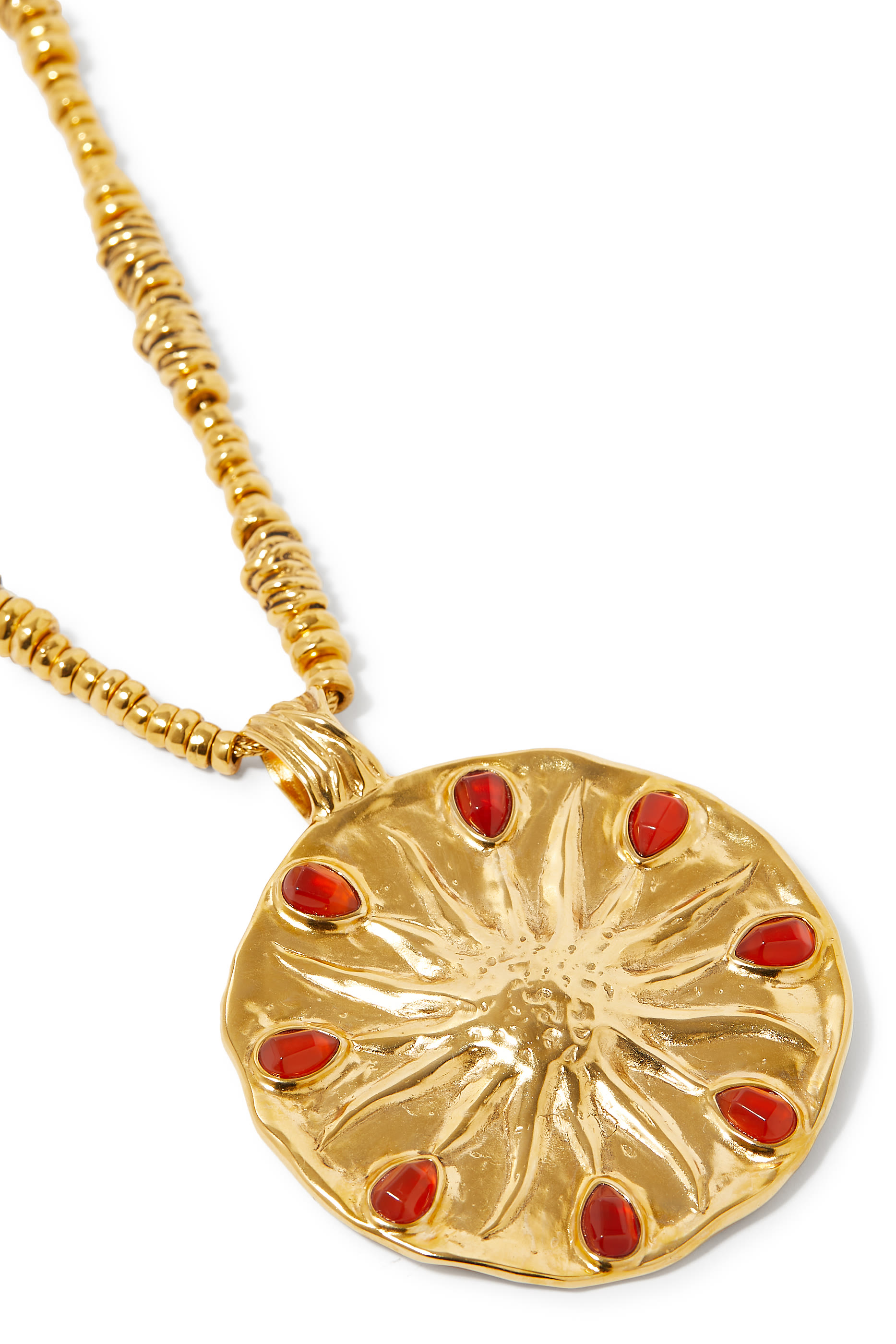 Sun & Moon Astro Necklace, 24k Gold-Plated Brass & Carnelian