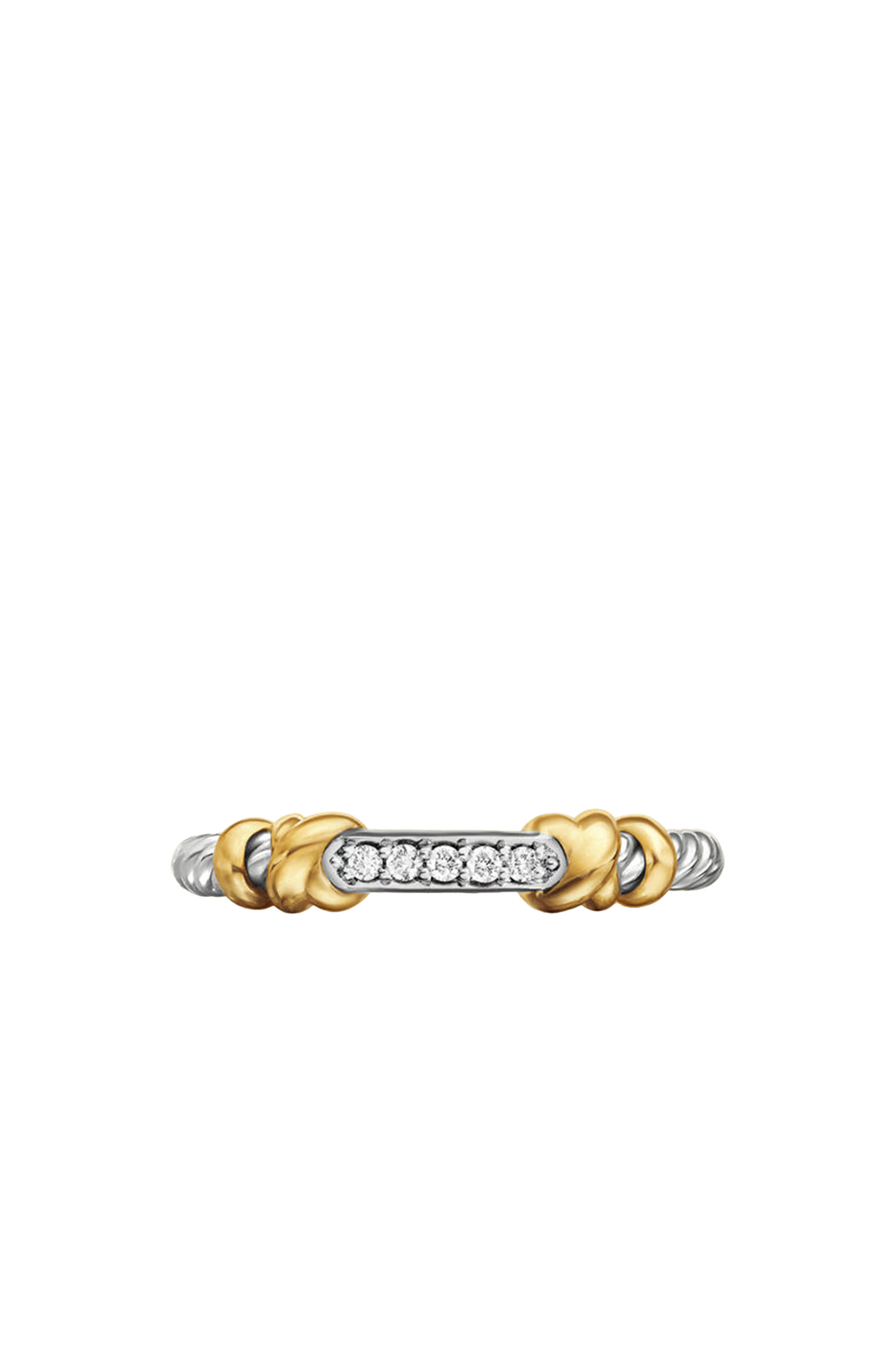 Petite Helena Wrap Band, Sterling Silver with 18K Yellow Gold and Diamonds