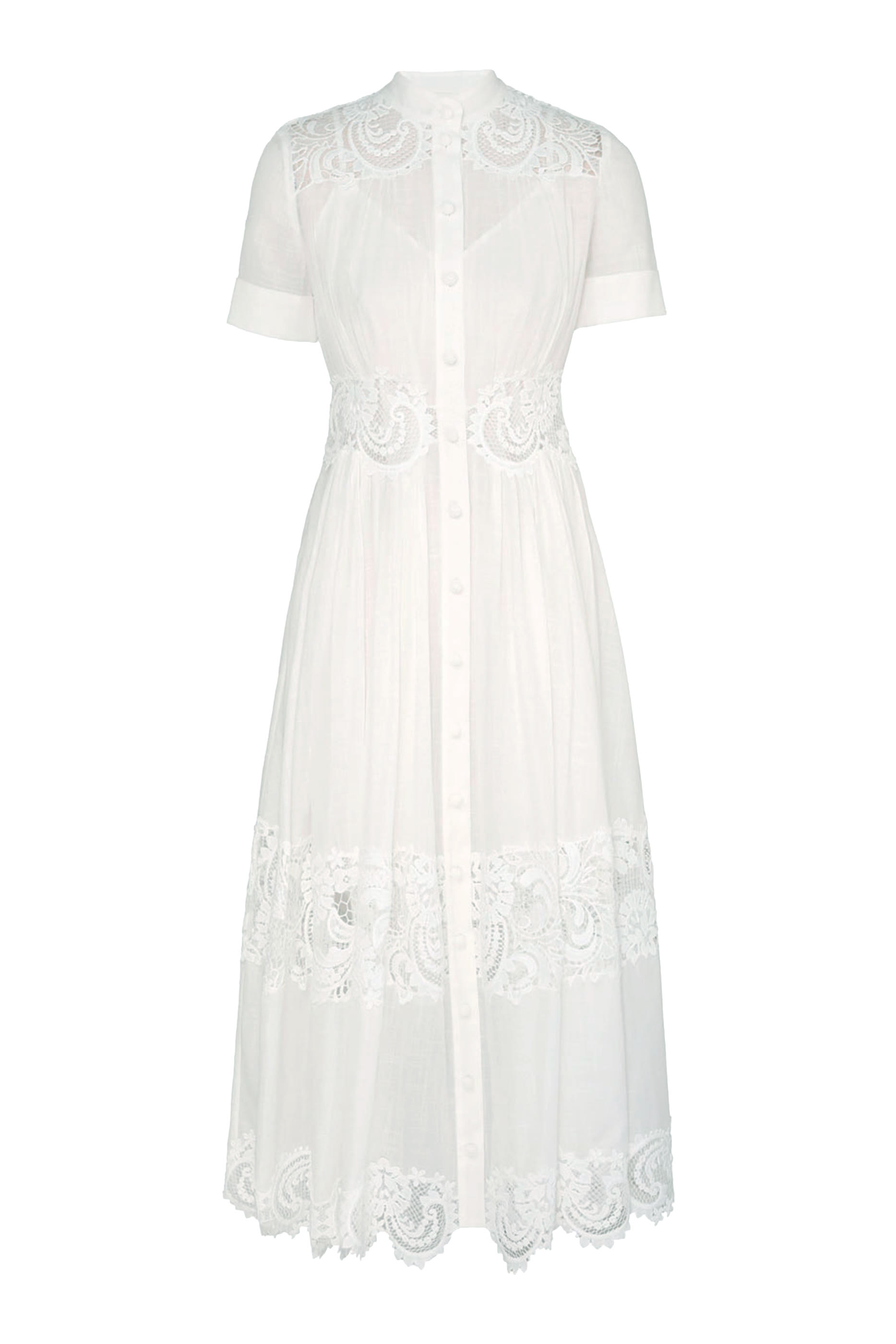 Pop Lace Trimmed Midi Dress