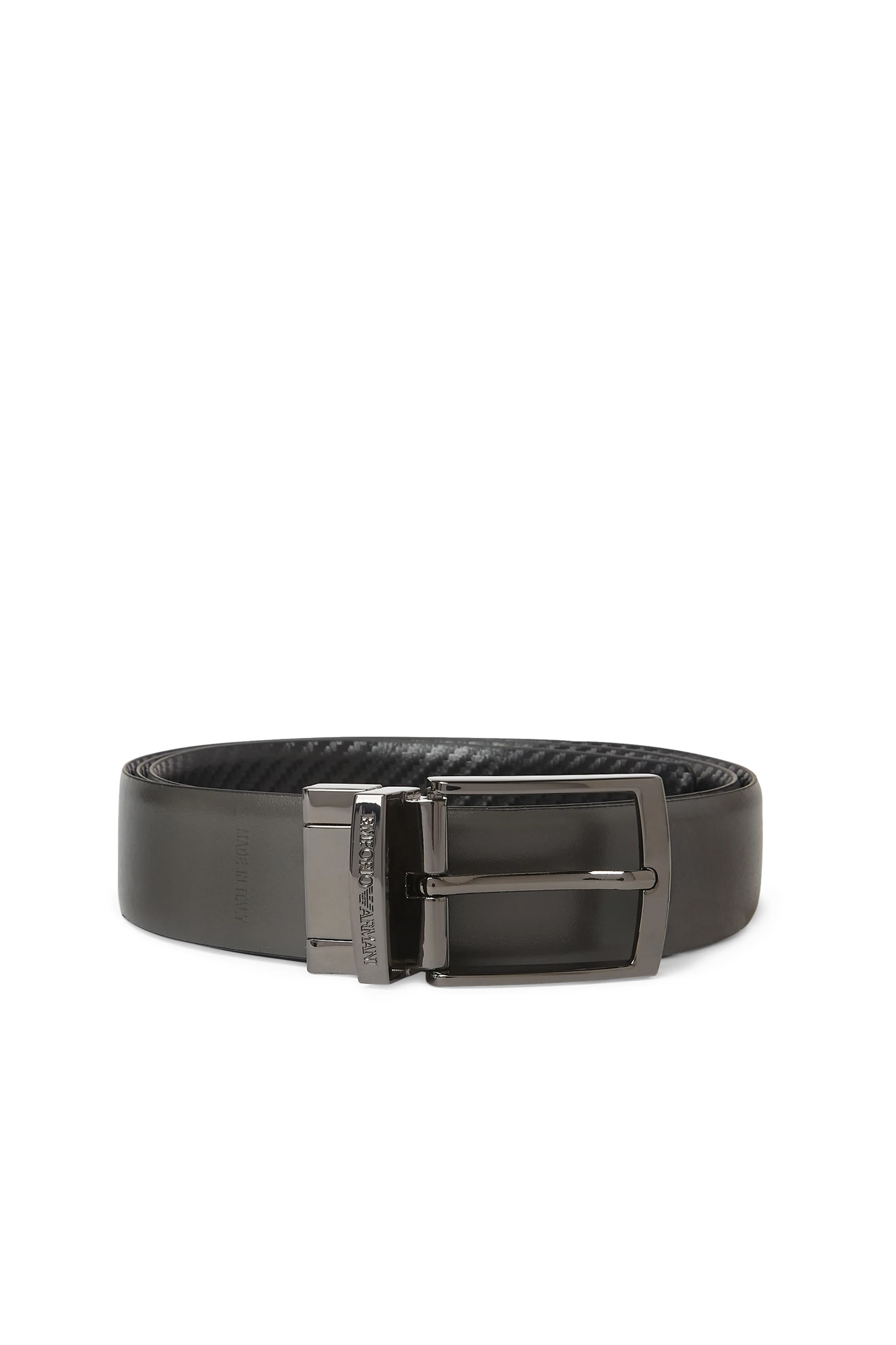 Embossed Motif Reversible Leather Belt