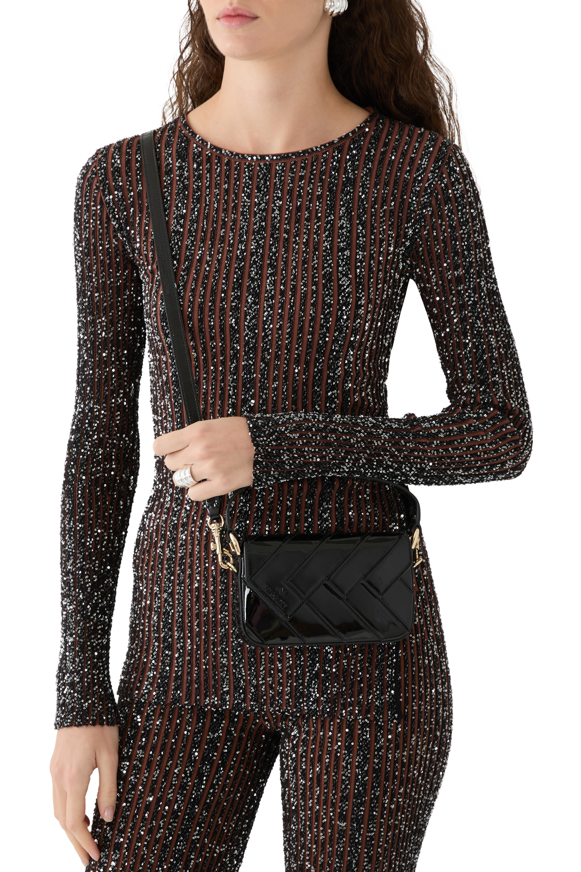 Small Wave Patent Leather Shoulder Bag