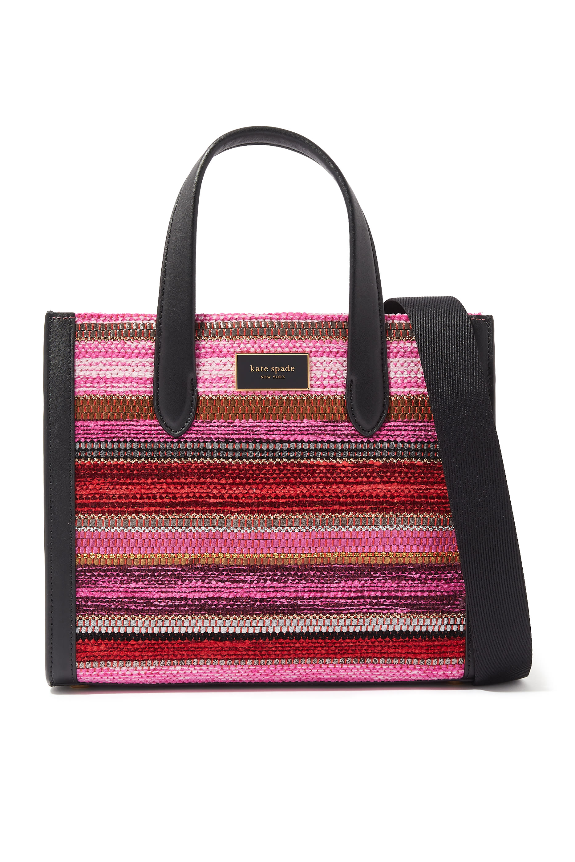 Manhattan Striped Metallic Small Tote Bag