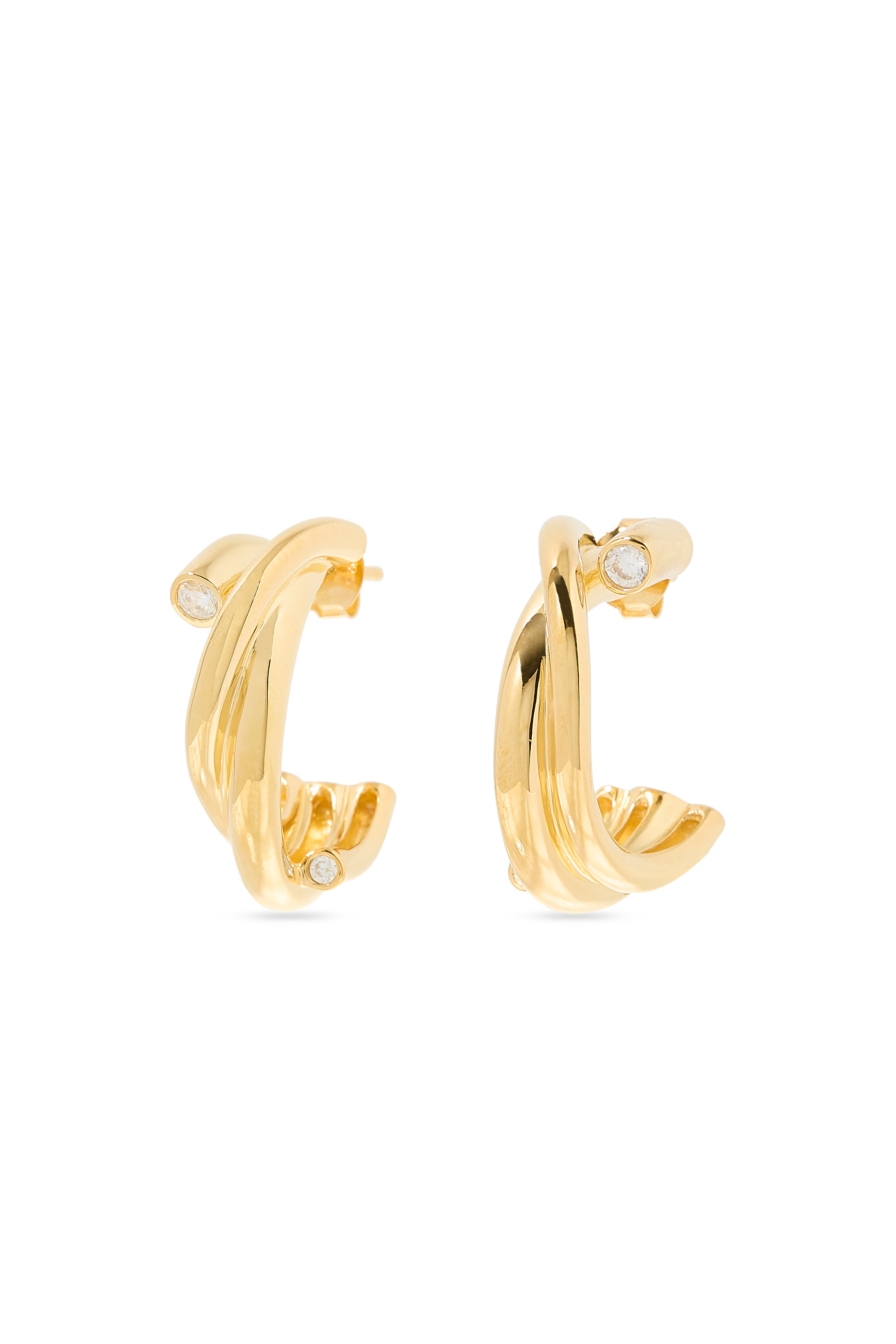 Hoop Earrings, 18K Yellow Gold Vermeil on Recycled Sterling Silver & Zirconia