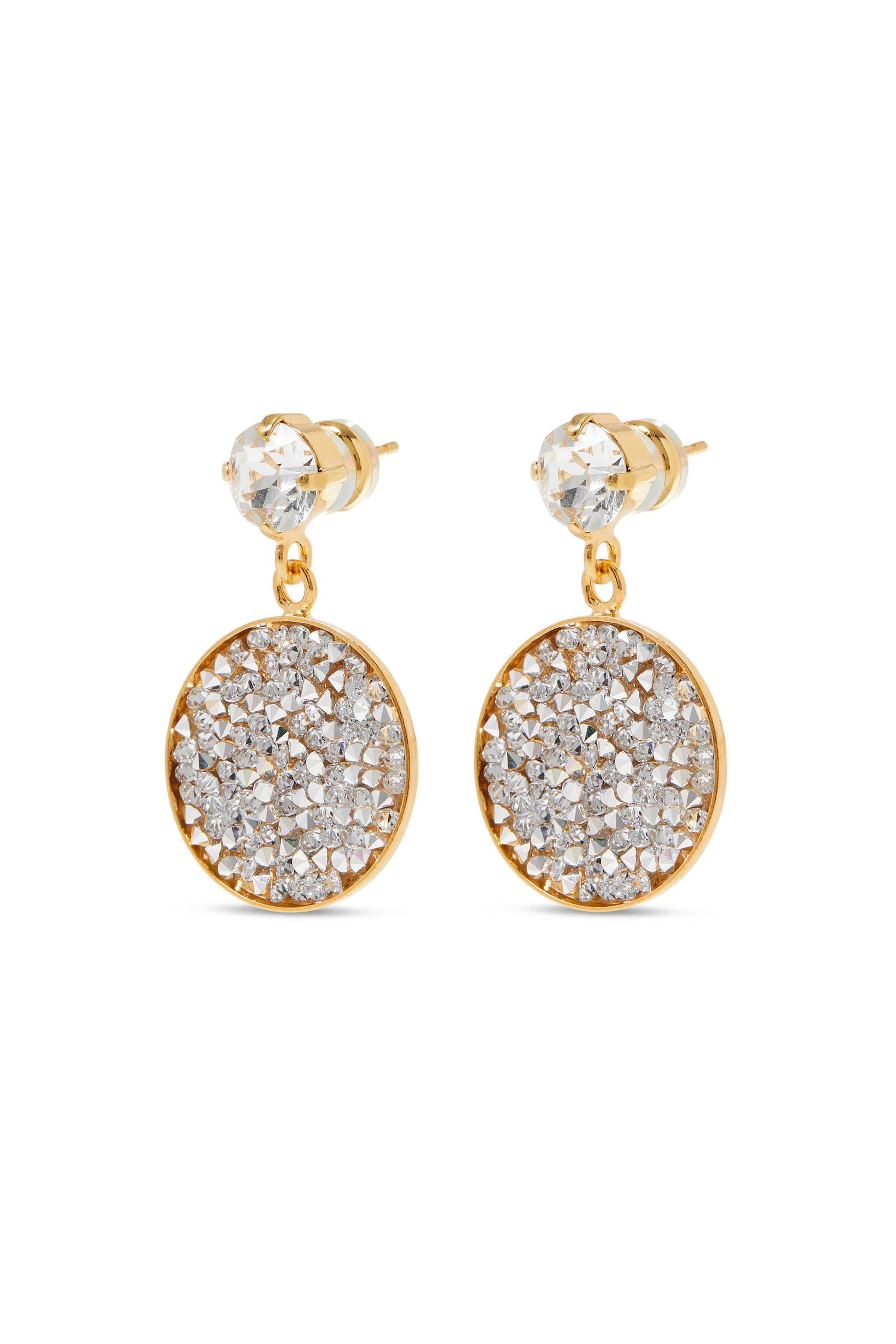 Chloe Rocks Earrings, 18k Gold-Plated Brass & Crystals