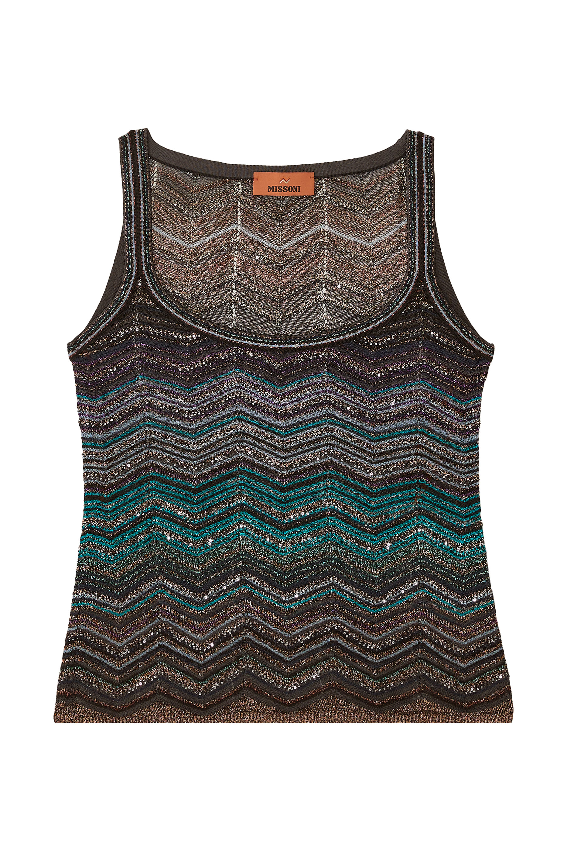 Chevron Lam&eacute; Viscose Sleeveless Crewneck Top 