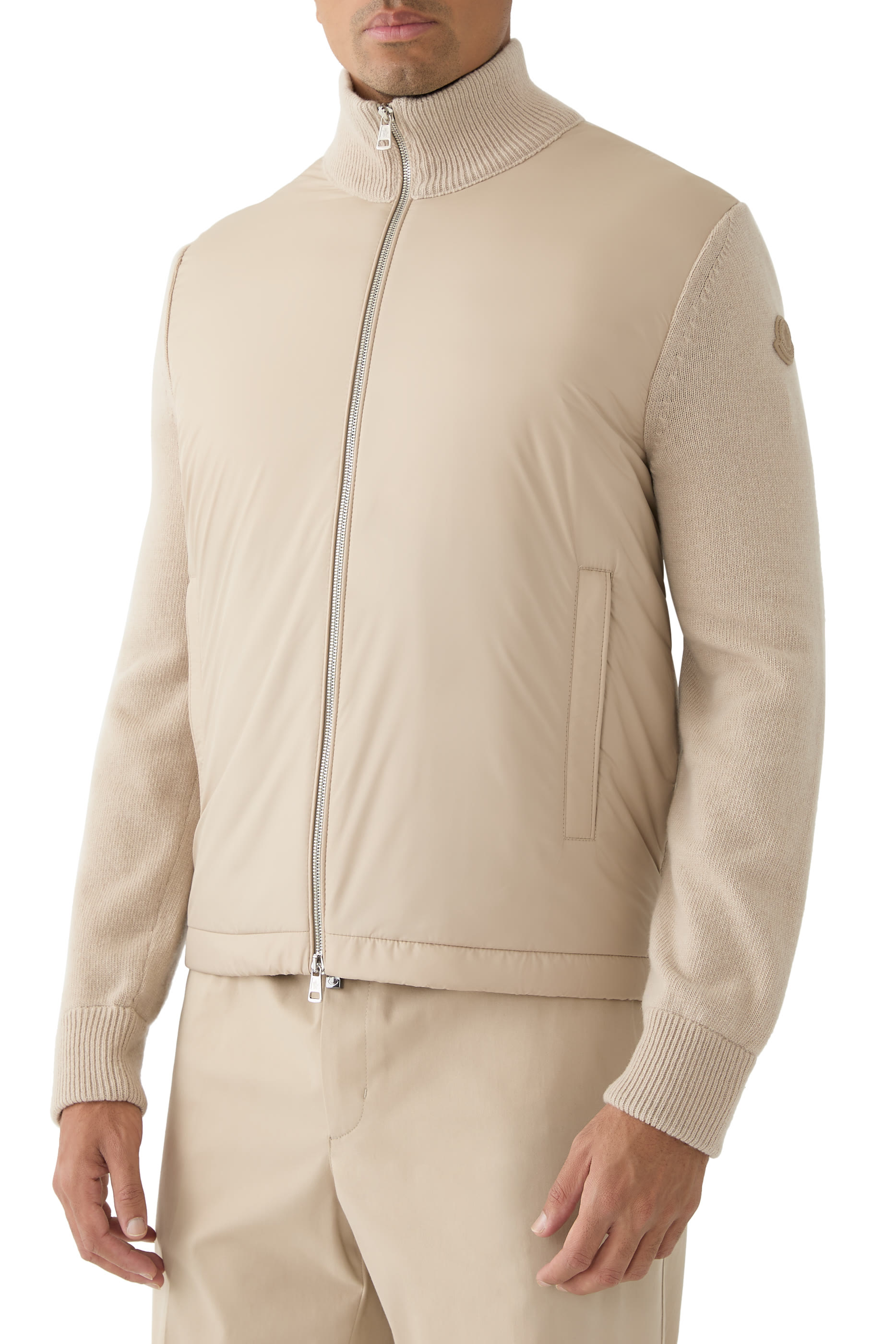 Padded Cotton Zip-Up Cardigan