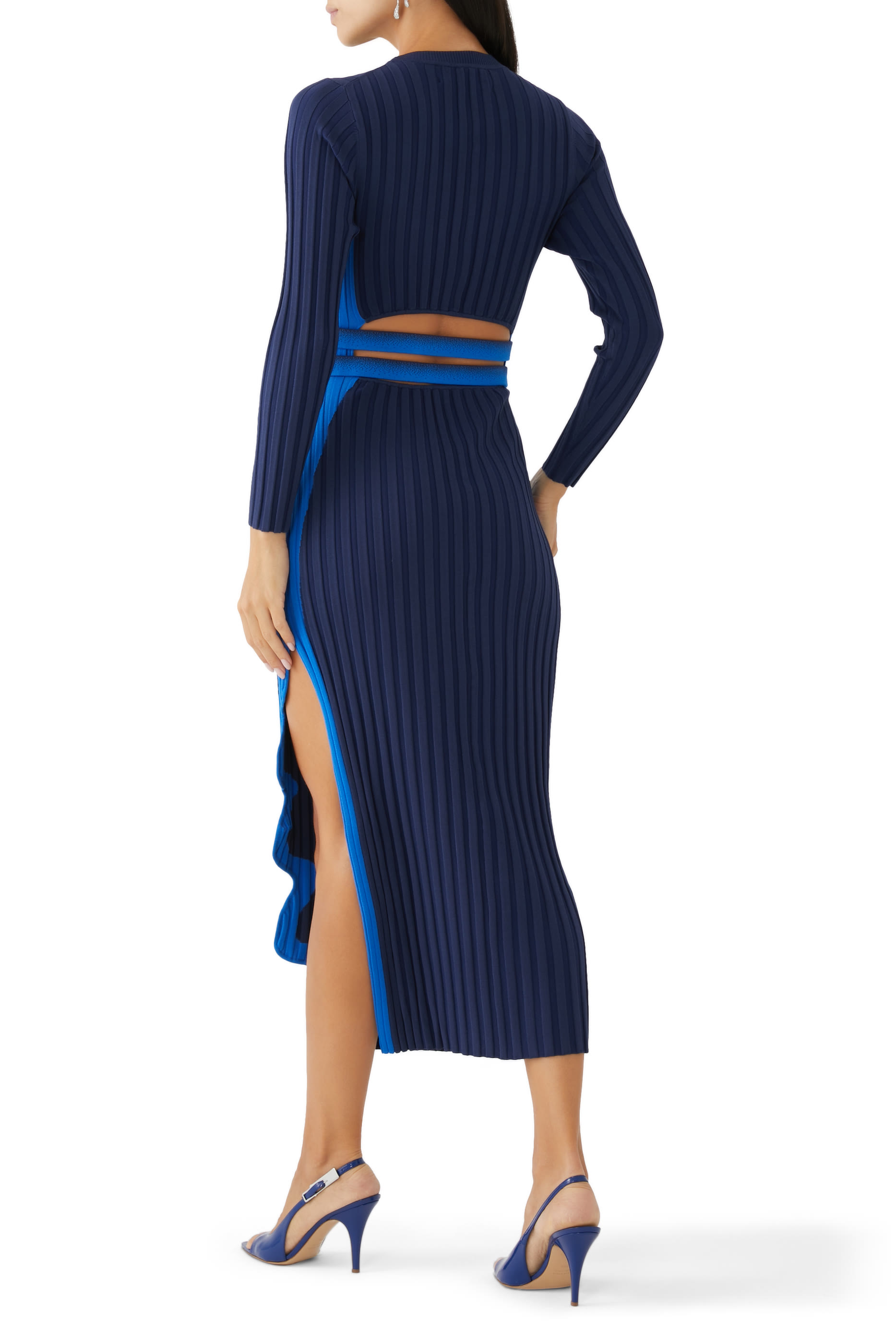 Aster Pleated Dress with Wavy Slit