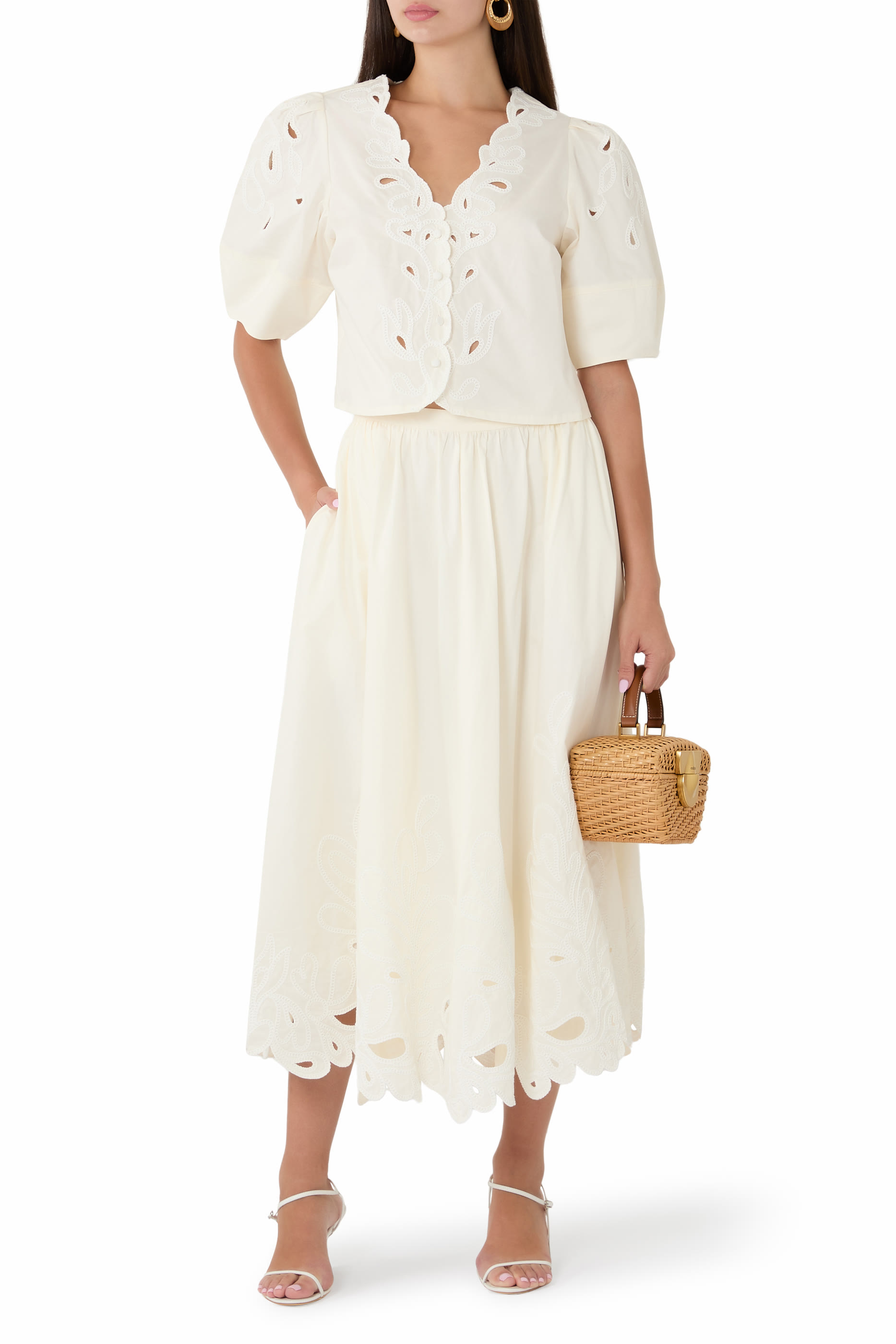 Paisley Bloom Embroidered Espe Skirt 