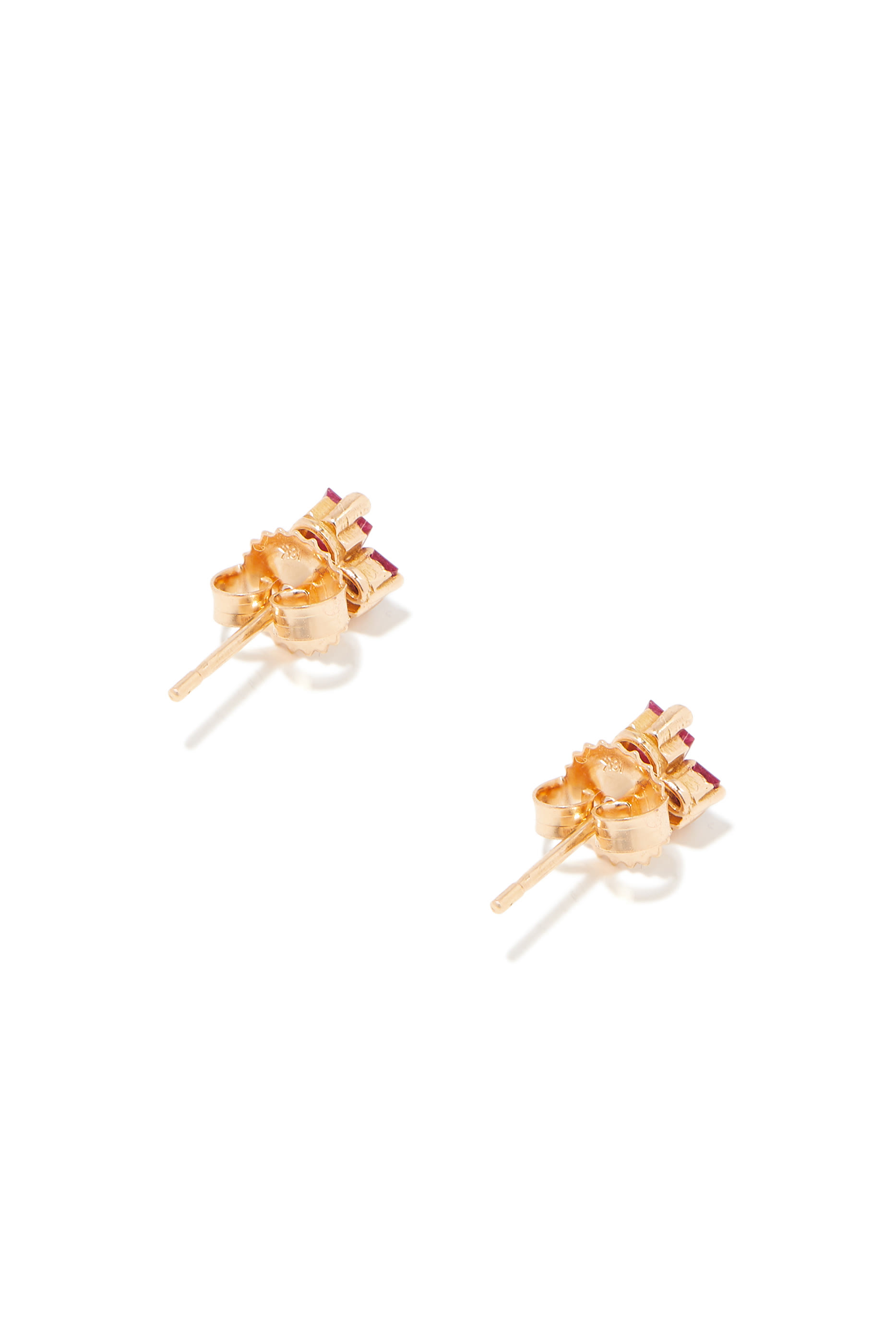 Princess Stud Earrings, 18k Rose Gold & Ruby