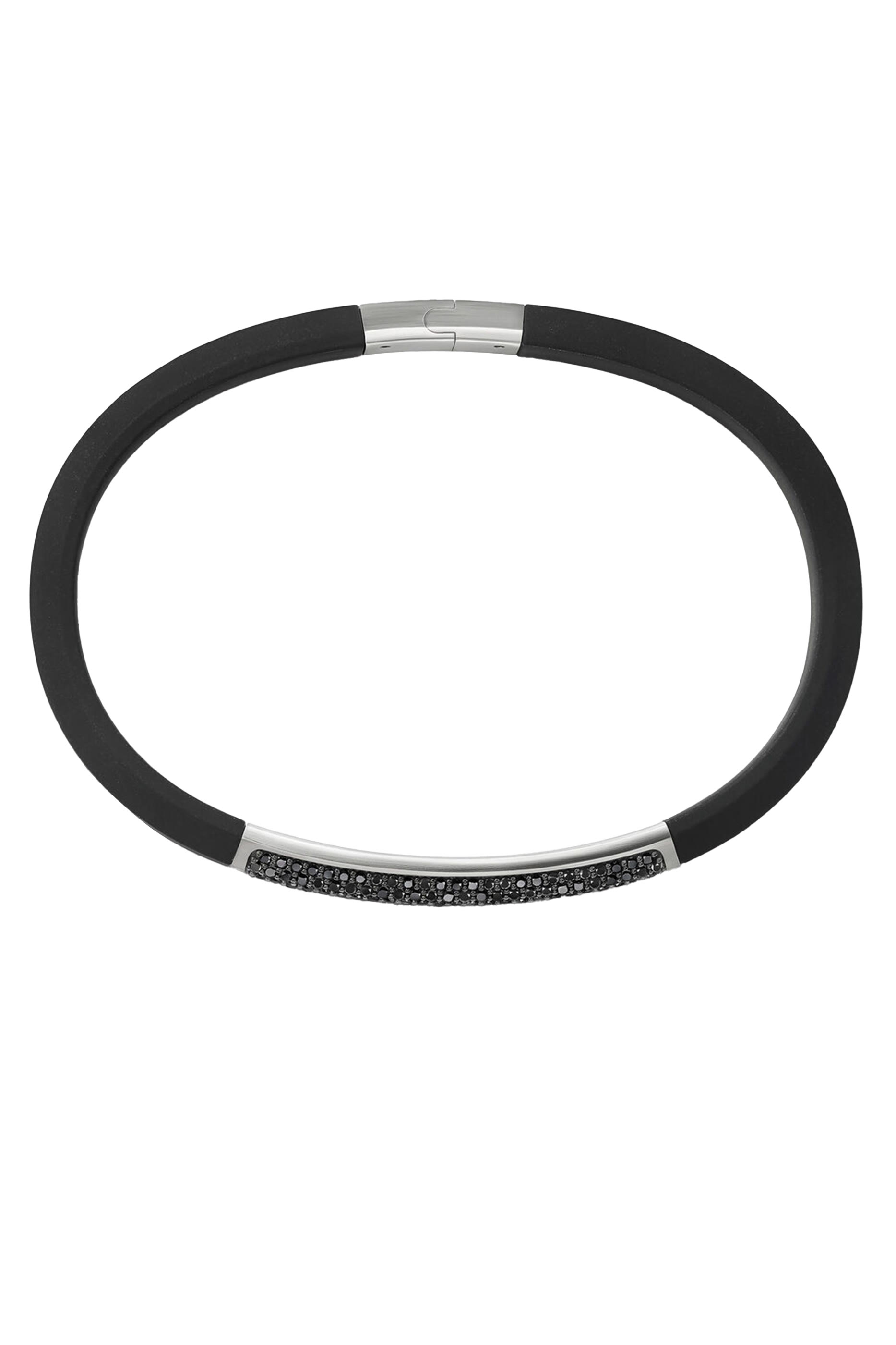 Streamline® ID Bracelet, Sterling Silver, Rubber & Diamonds