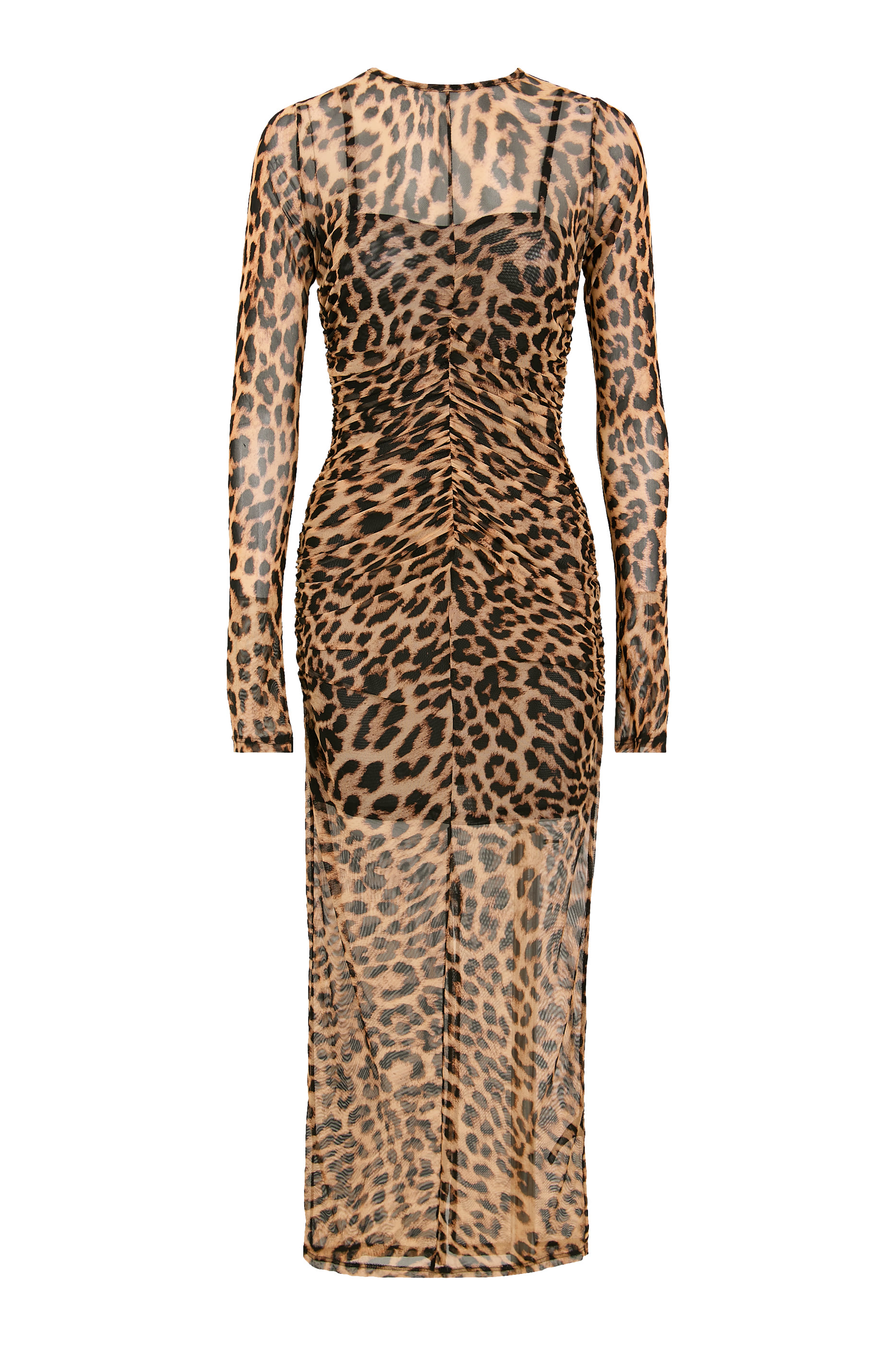 Mesh Ruched Maxi Dress