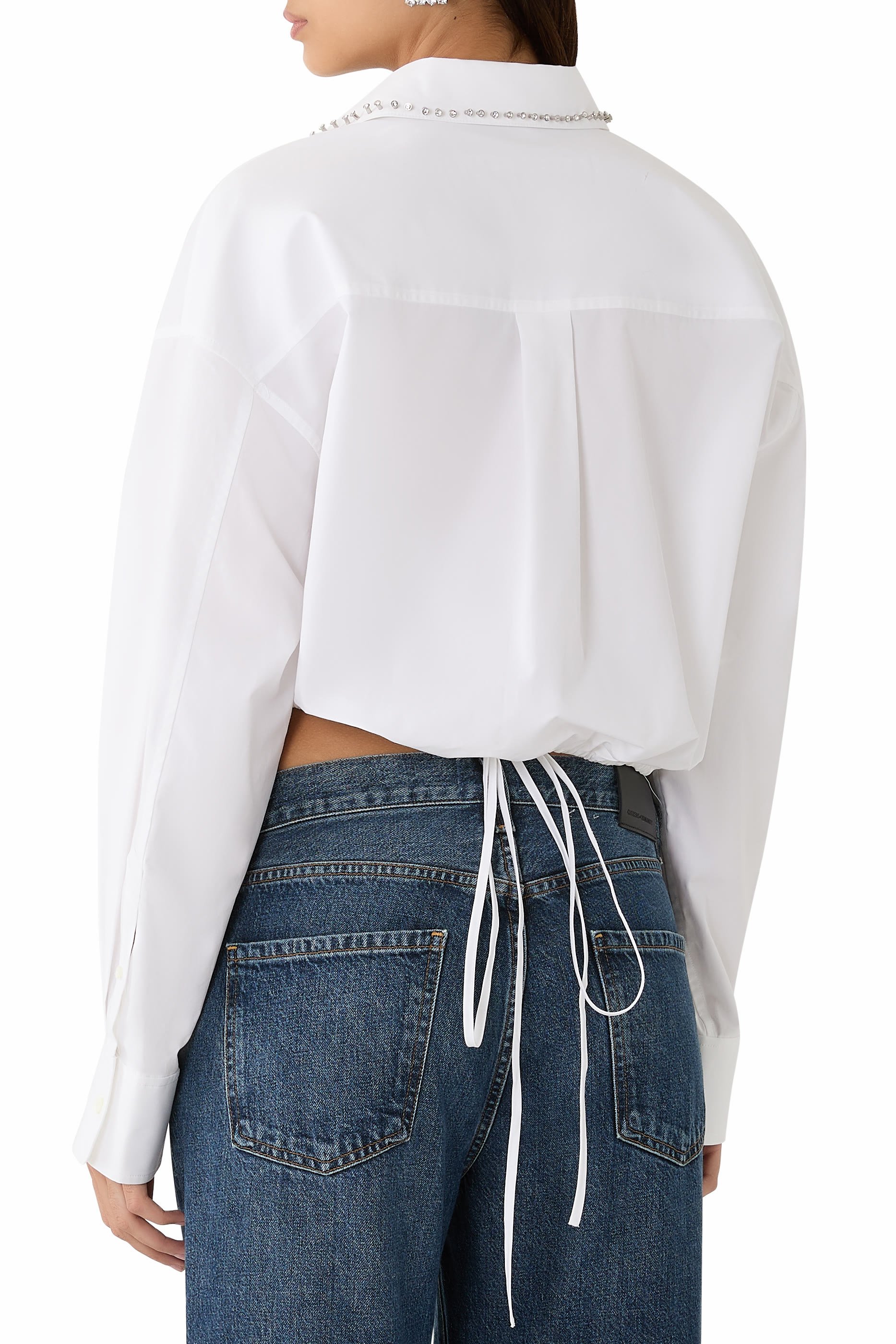 Crystal Stud Cropped Shirt