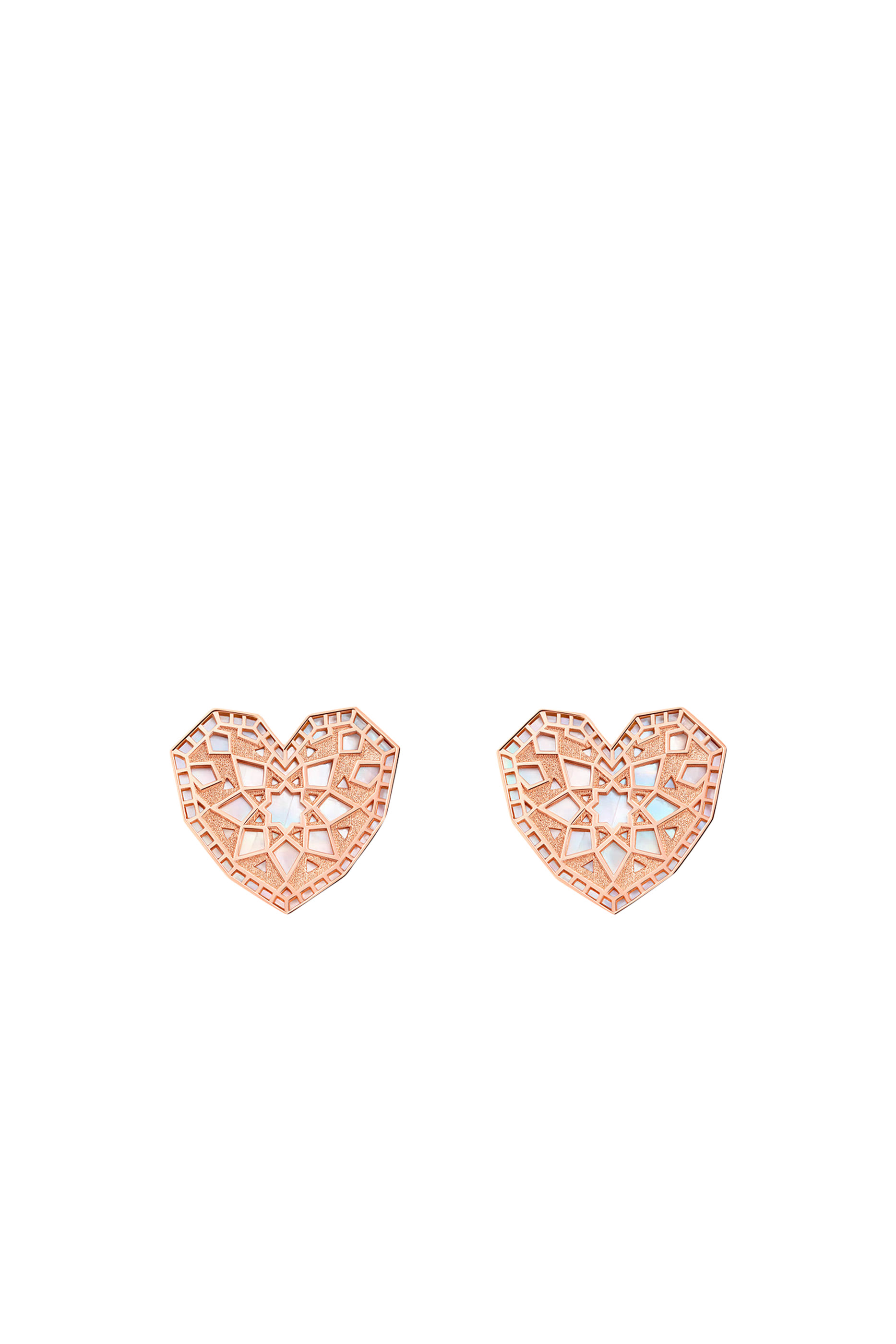 Qalb Turath Small Earrings, 18K Rose Gold & Mother of Pearl