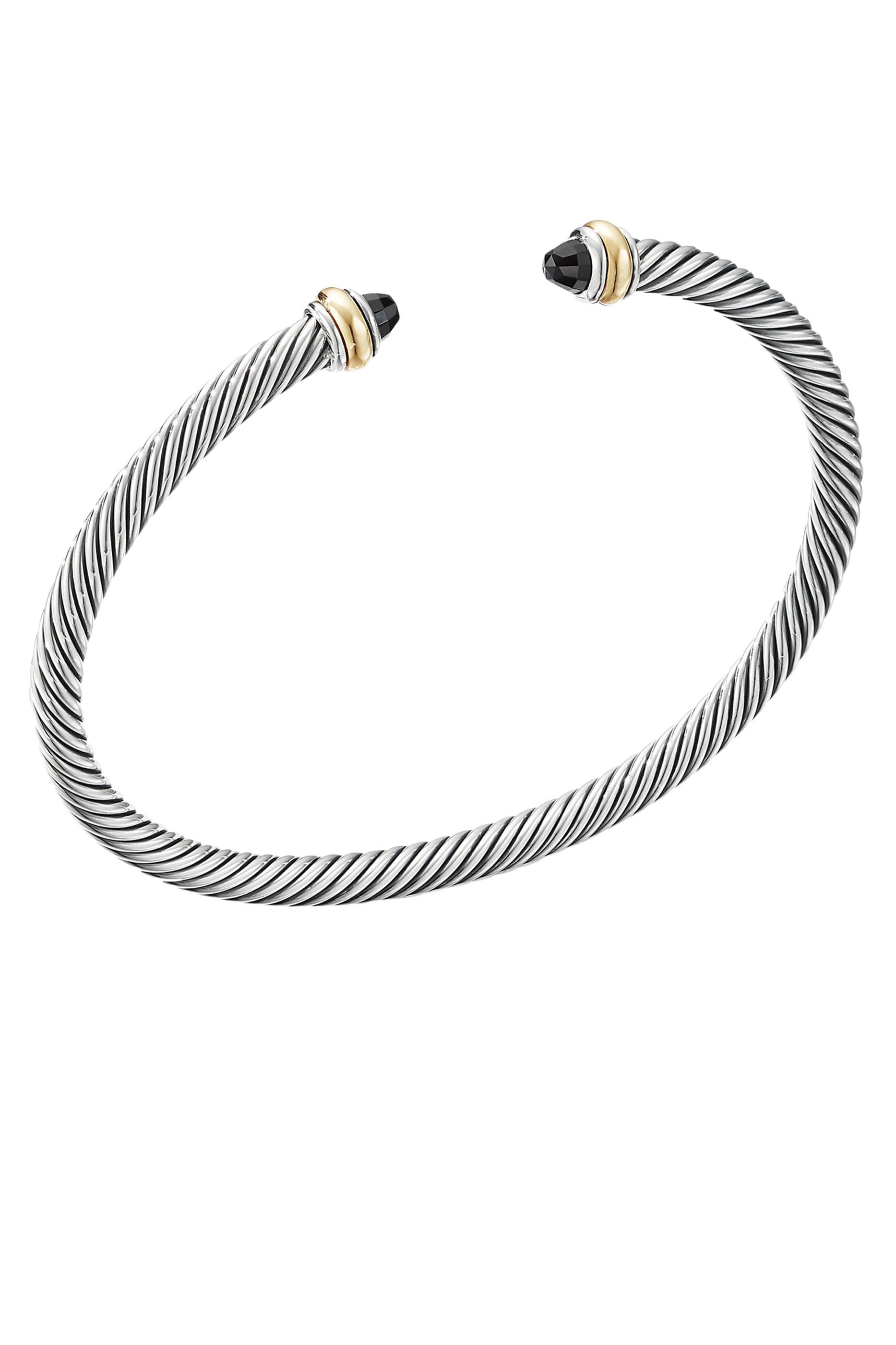 Classic Cable Bracelet, Sterling Silver with 18k Yellow Gold & Onyx