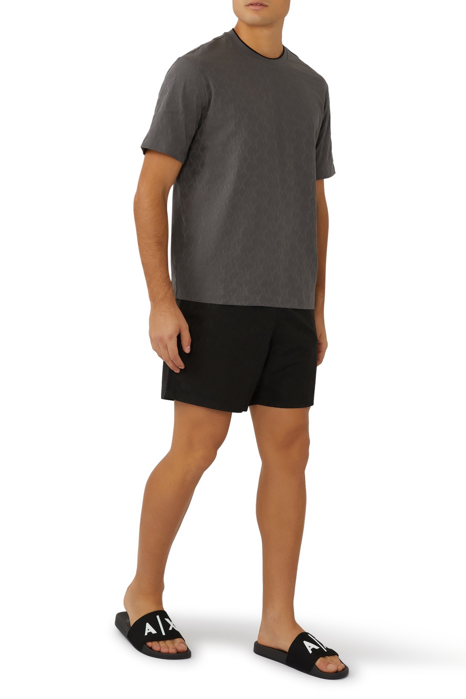 Grid AX Logo Boxer Swim Shorts