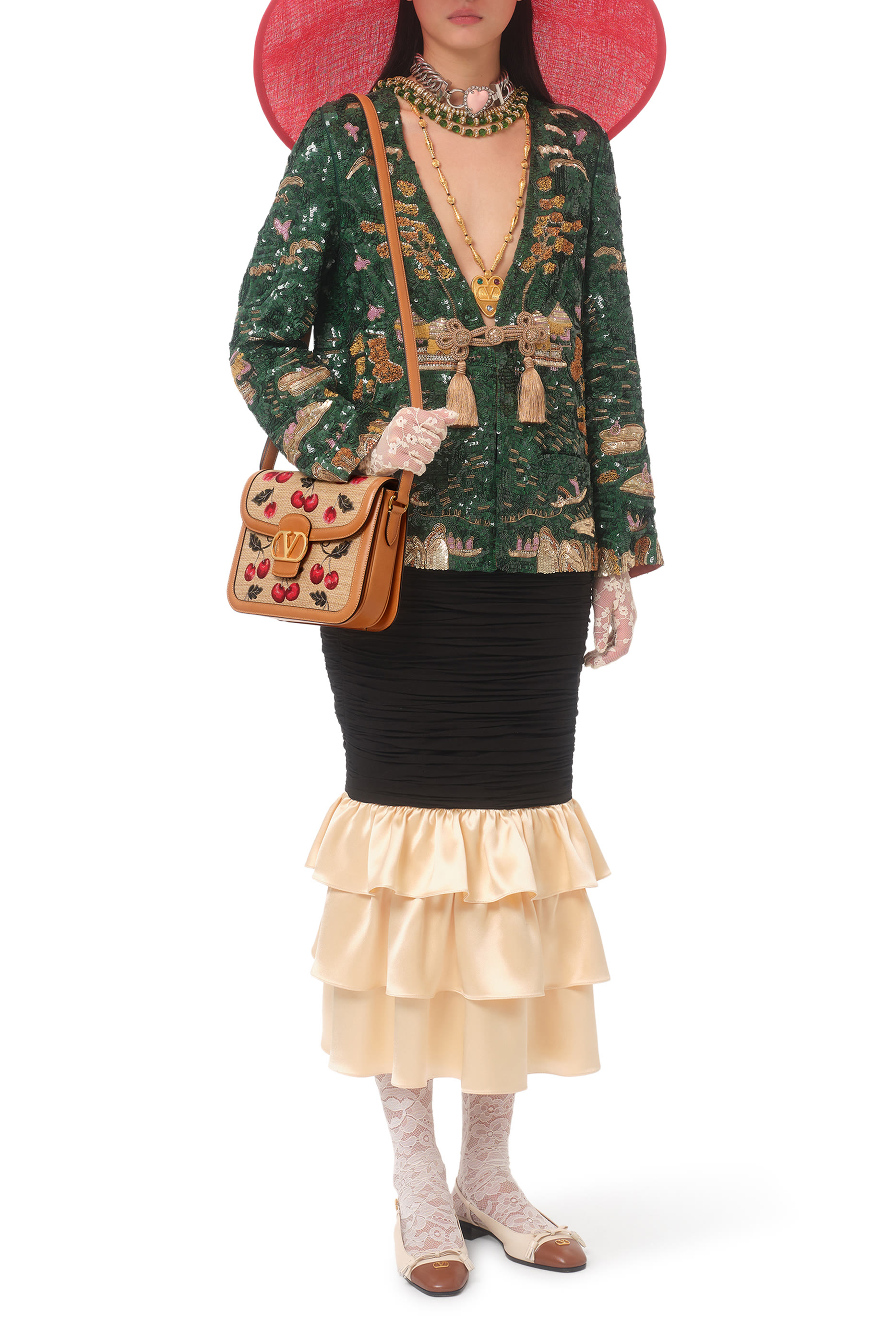 9to5 Shoulder Bag in Synthetic Jacquard Raffia