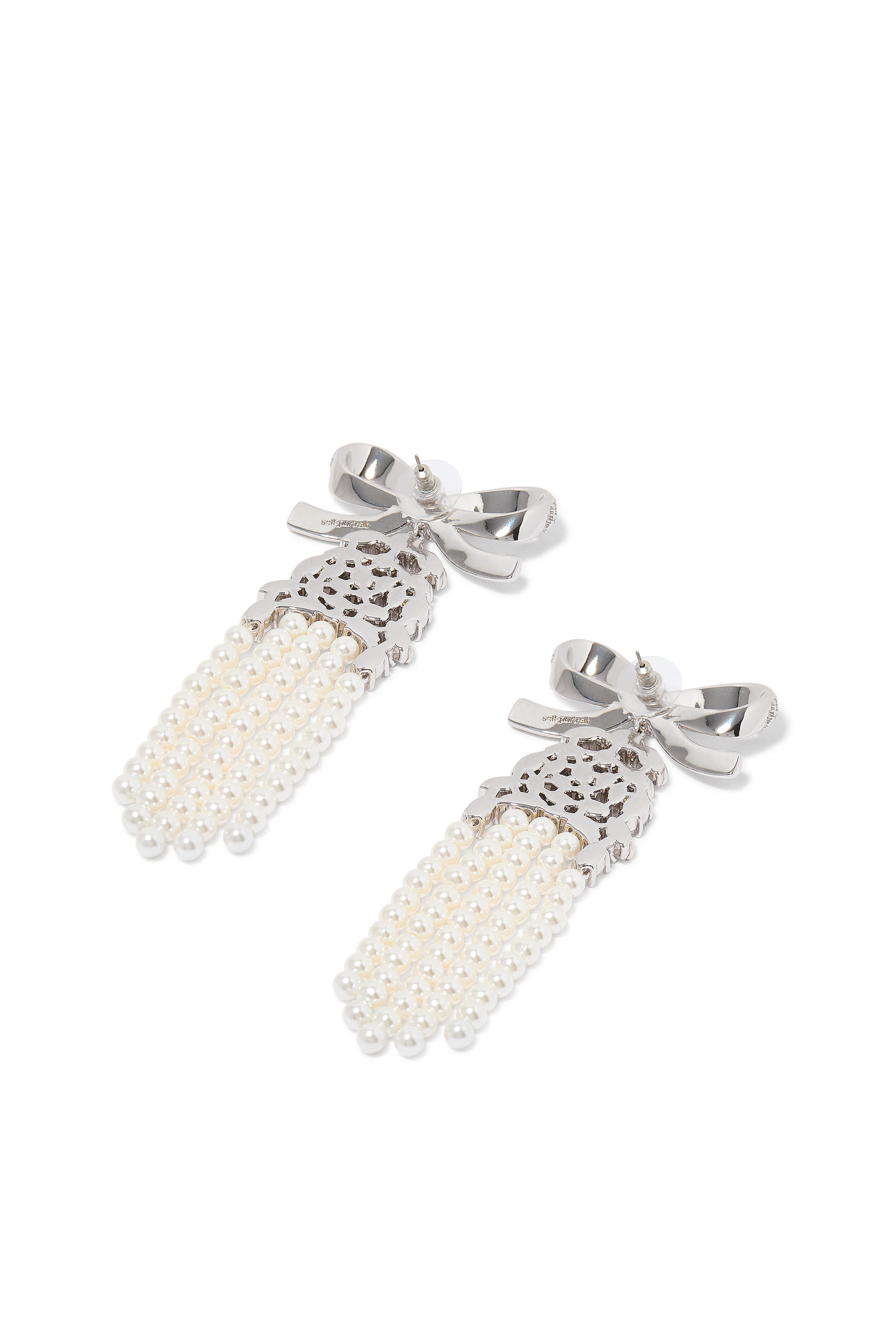 Crystal Bow Pearl Droplet Earrings
